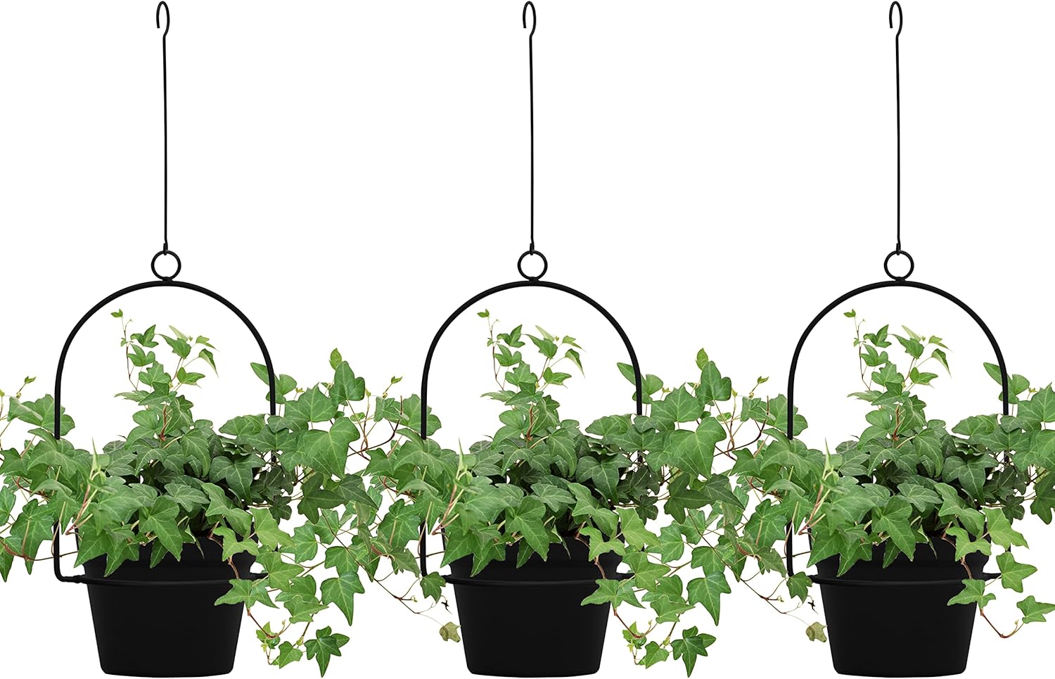 Gardzen 3 Packs Hanging Pots for Plants Outdoor & Indoor, Black Hanging Planter, Pot Hangers for Plant Flower