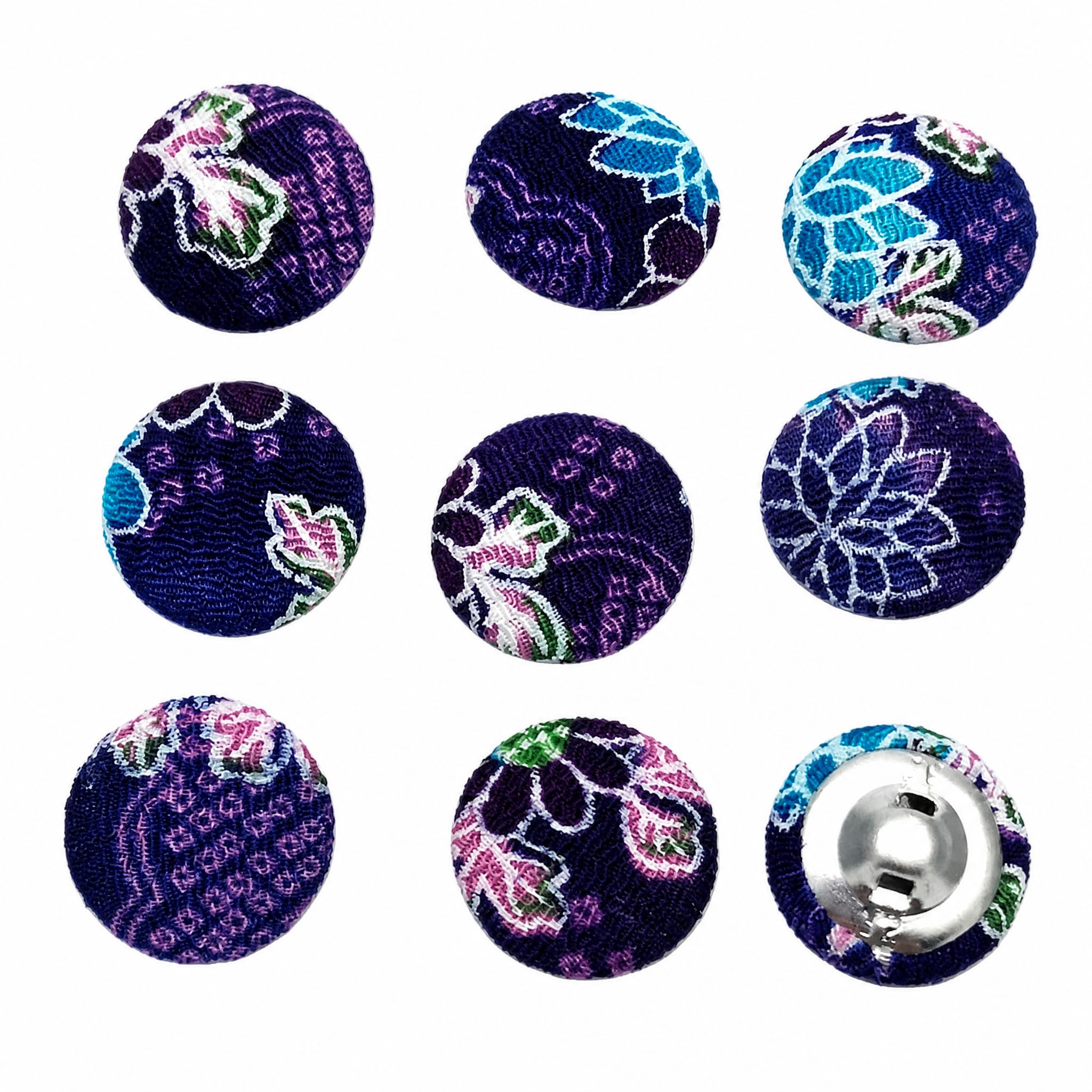 WDZDS Red Floral Fabric Covered Buttons with Metal Shank – Perfect for Sewing, Crafting, DIY Projects, and Scrapbooking