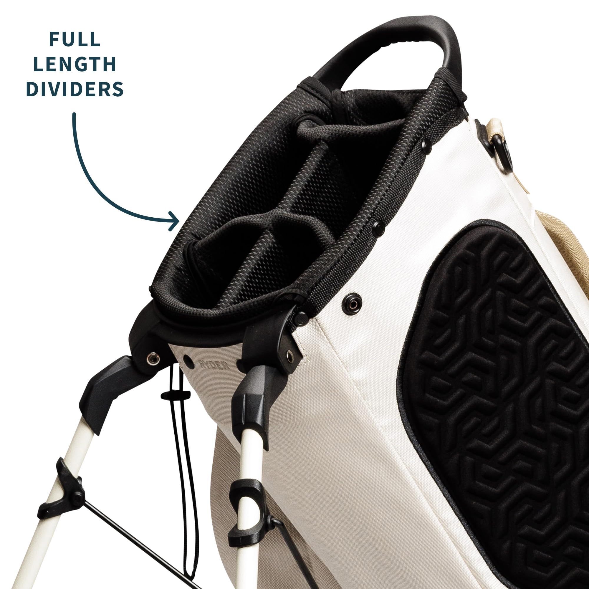 Sunday Golf Ryder Standbag: Leichtes Golfbag, 2,22 kg, mit Wasserdichten Reißverschlüssen, 7 geräumigen Taschen, Das ideale Golf Standbag für bis zu 14 Schläger. | Leicht, 2,2 kg, 14 Fächer, 5-Wege-Trennwand, frostige isolierte Tasche, wasserabweisende Re