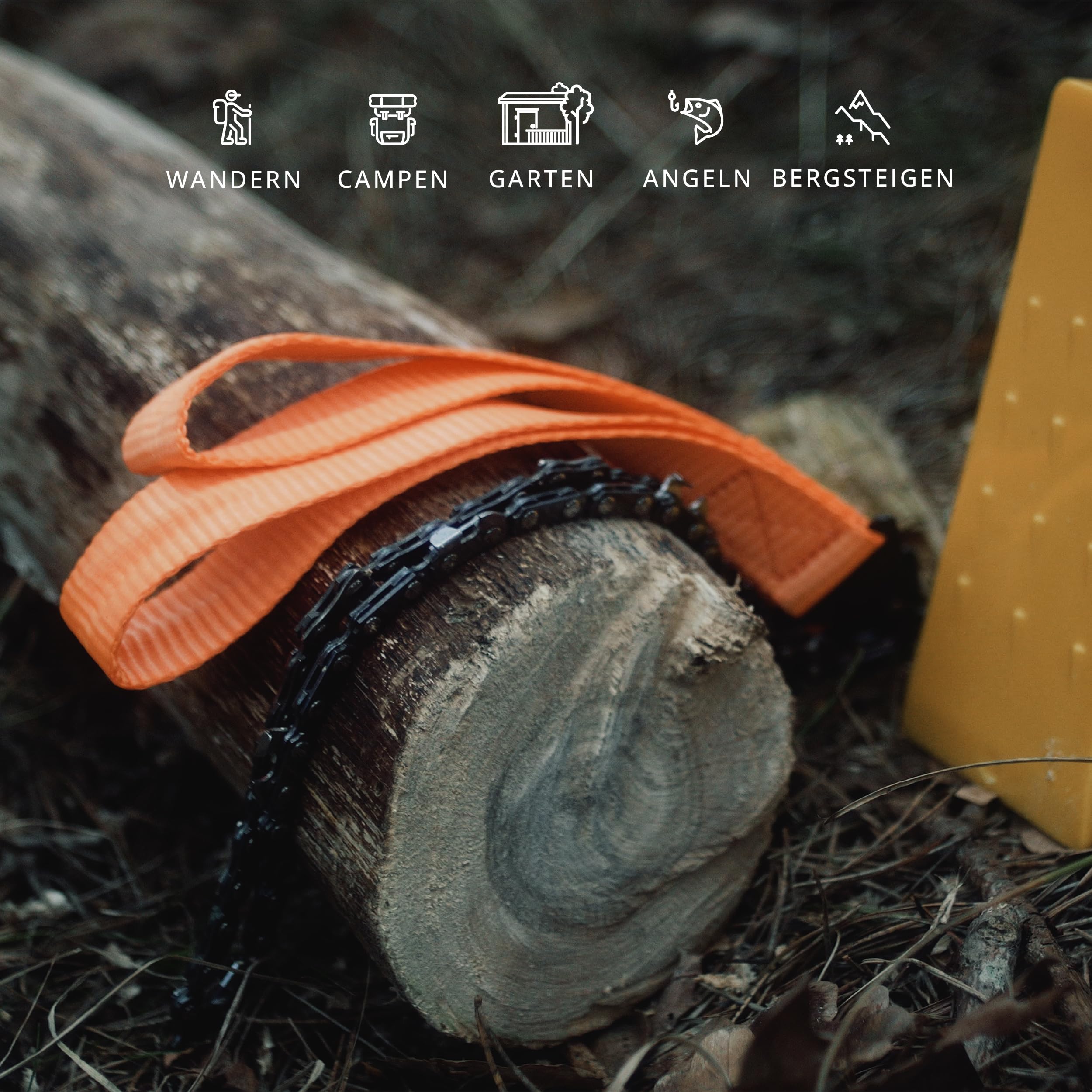 EVOCAMP Handkettensäge mit 33 Kettengliedern - Bushcraft Ausrüstung - kompakte und faltbare Camping Säge 65 cm mit einer Tasche - Ausrüstung für Camping (1 Stück)
