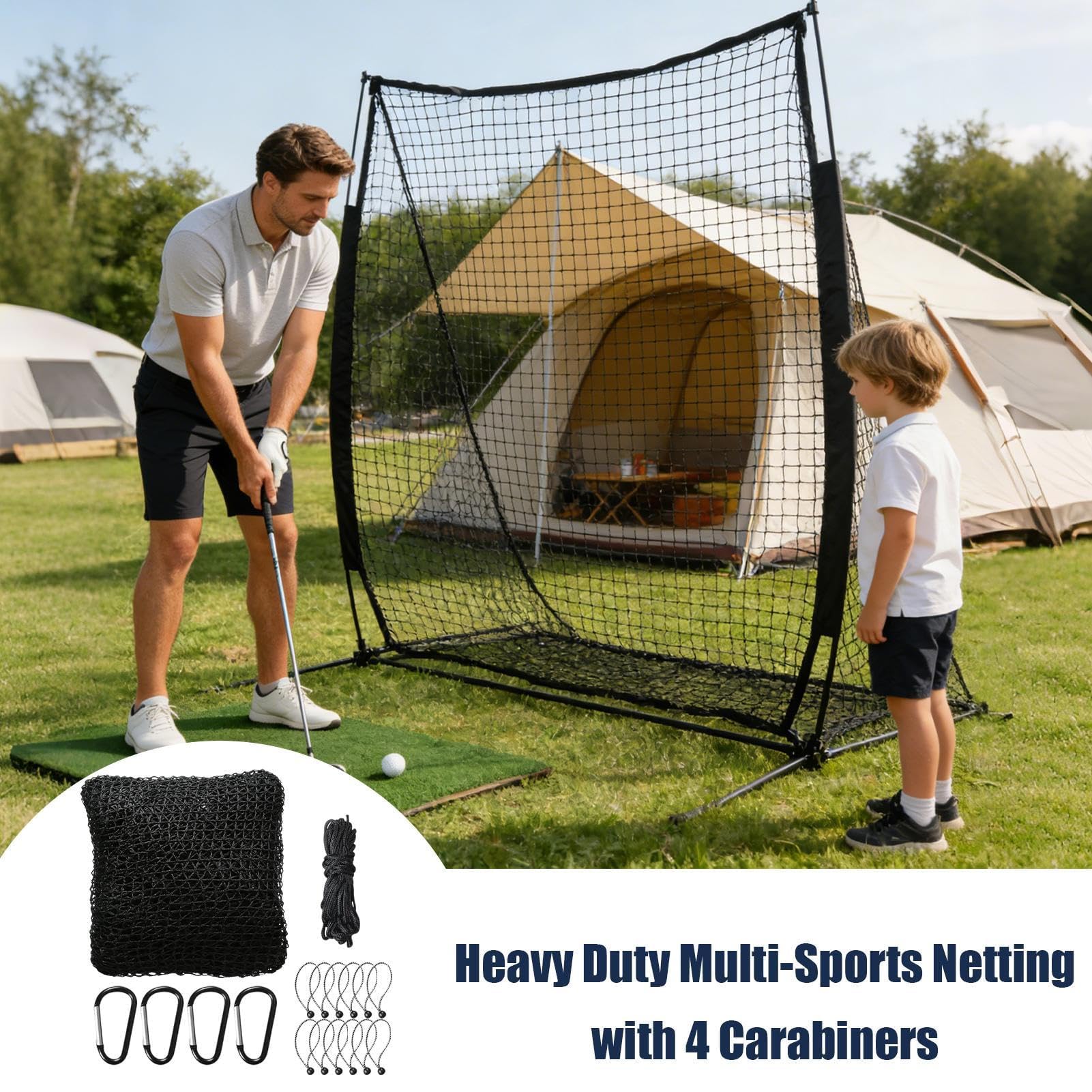Reti da golf per cortile, multi-sport, con ganci, per allenamento indoor outdoor, hockey, calcio, baseball, giardino cortile prato uso