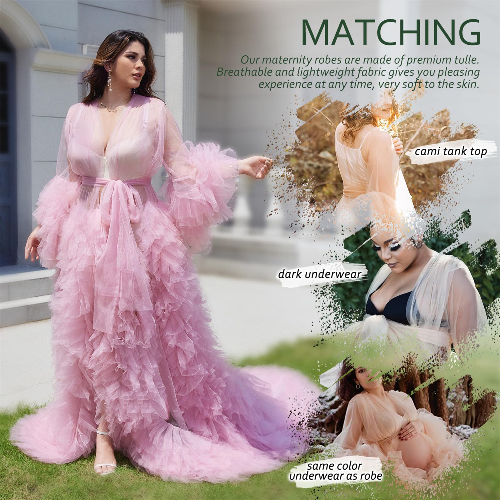 Robe de maternité en tulle pour femme - Kimono - Perspective - Photographie pour fête prénatale