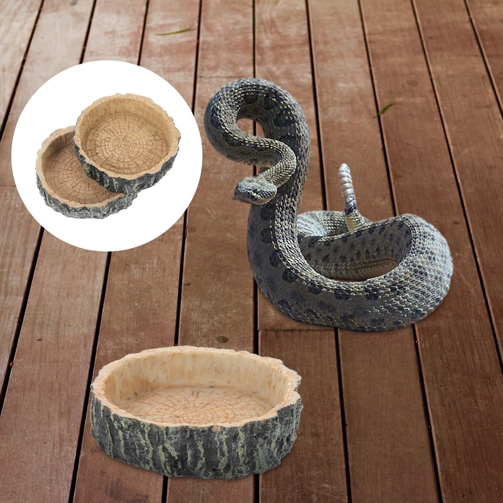 Abaodam 2Pcs Decorative Pet Food Bowl Durable Reptile Feeding Bowls for Snake Lizard Tortoise Easy to Clean Smooth Surface for Water and Food Feeding