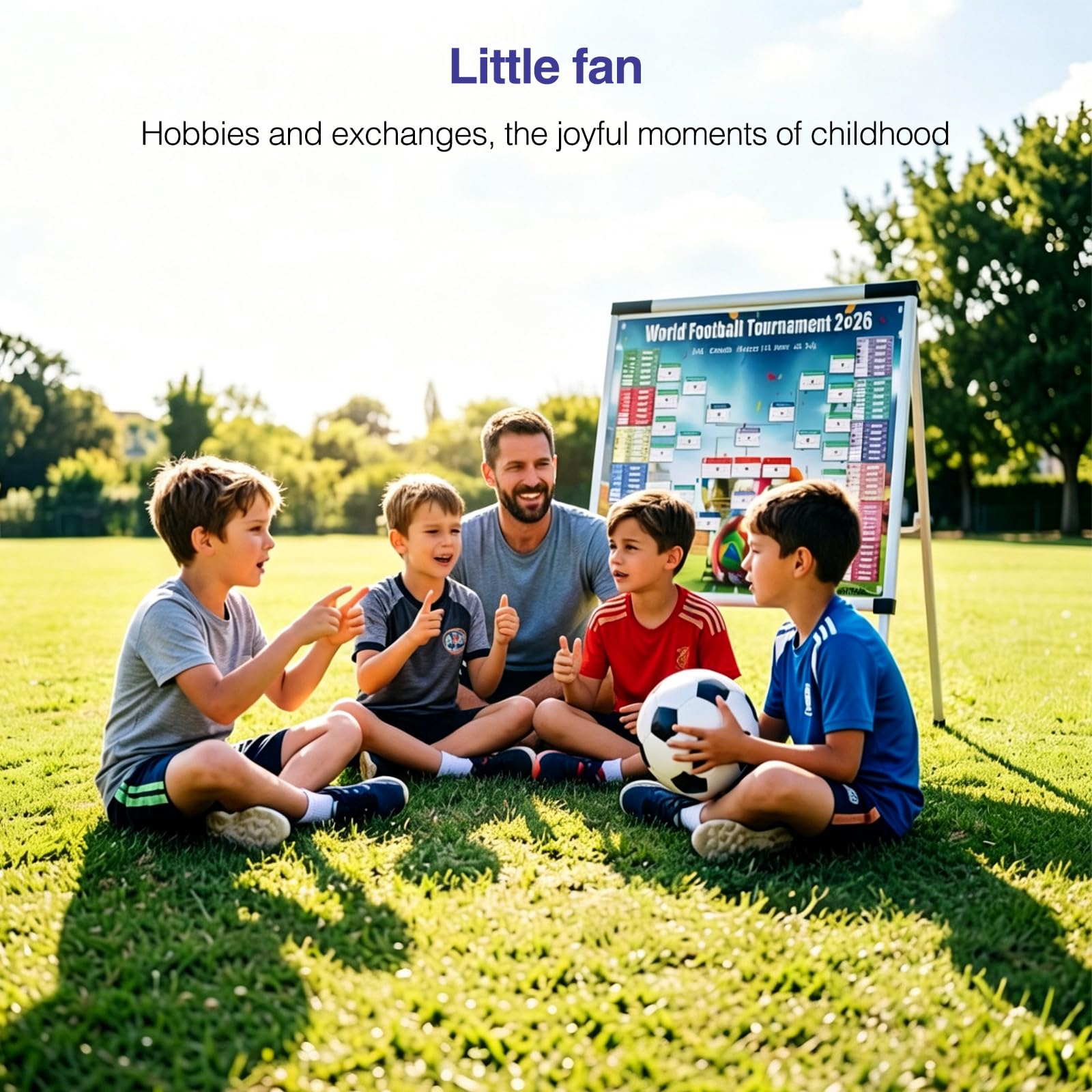 Calendrier Coupe Monde Football 2026, 100cm x 150cm, Couvrant l'ensemble des 104 matchs, y compris les calendriers (heure d'Europe centrale) et les lieux des rencontres