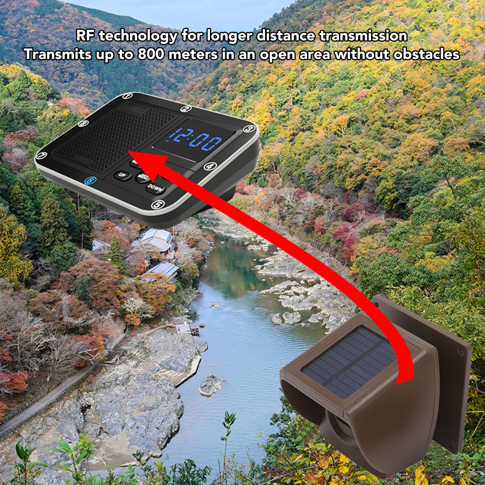 Alarma Solar para la Entrada, Detectores de Movimiento Impermeables de Largo Alcance para Uso Doméstico y Exterior, de Alarma Exterior con Energía Solar