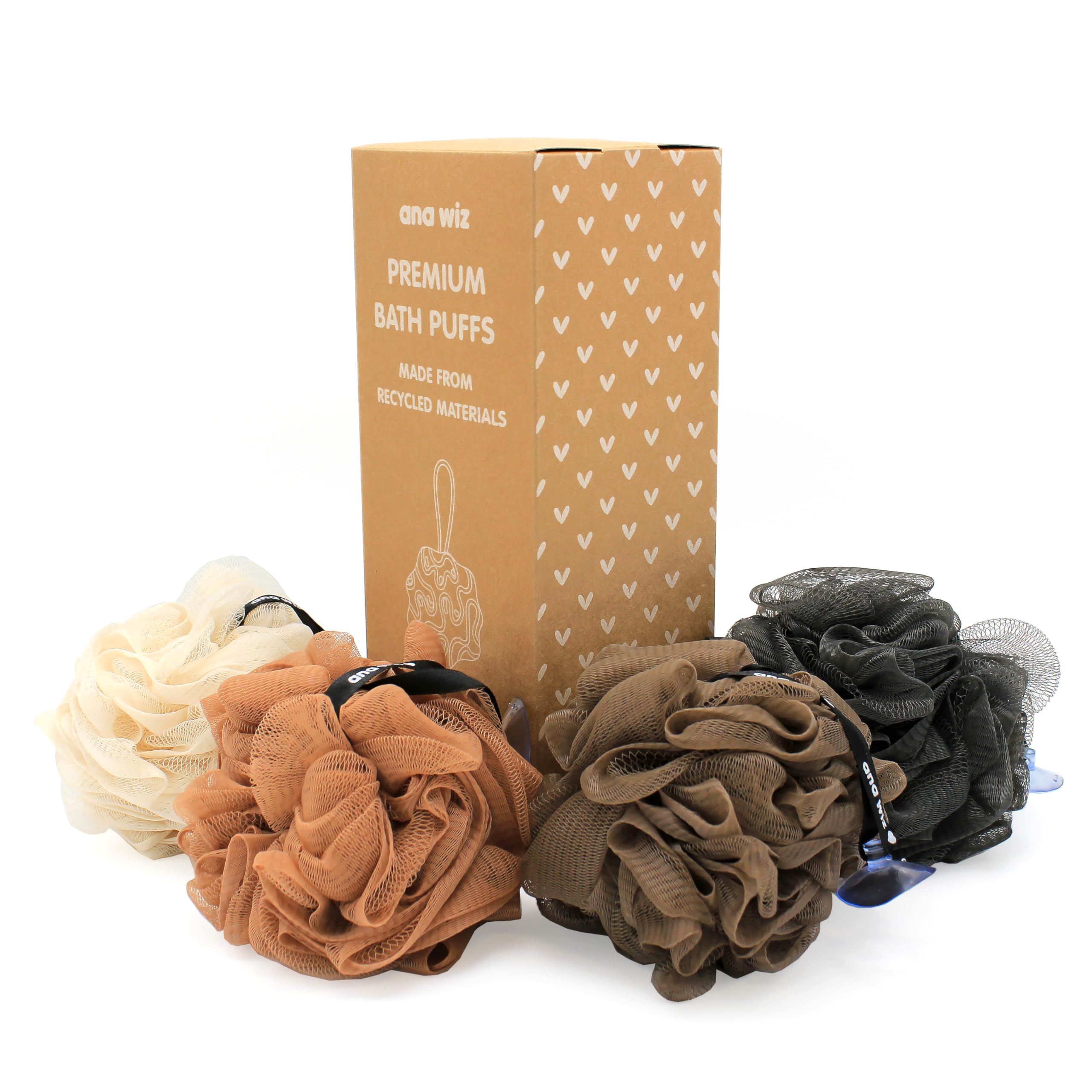 Premium Bath Puffs Made from 100% Recycled Materials | Pack of 4 Super ...