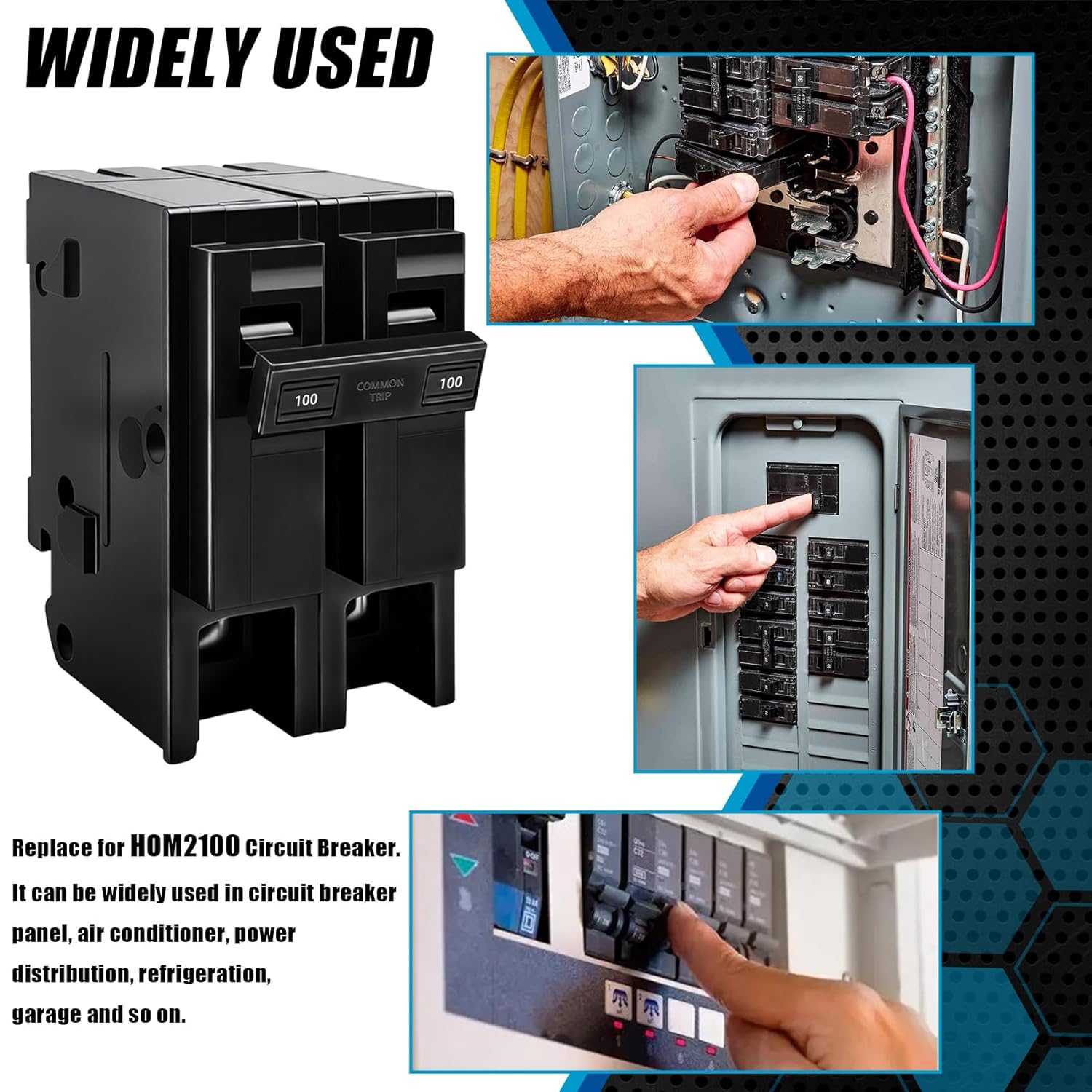 100 Amp 2 Pole Breaker,Replace for HOM2100 Circuit Breaker,100 Amp 2 Pole,120/240V,Compatible with Most Load Centers.Plug-in Circuit Breaker,Thehermal Magnetic Protection,5 Year Warranty