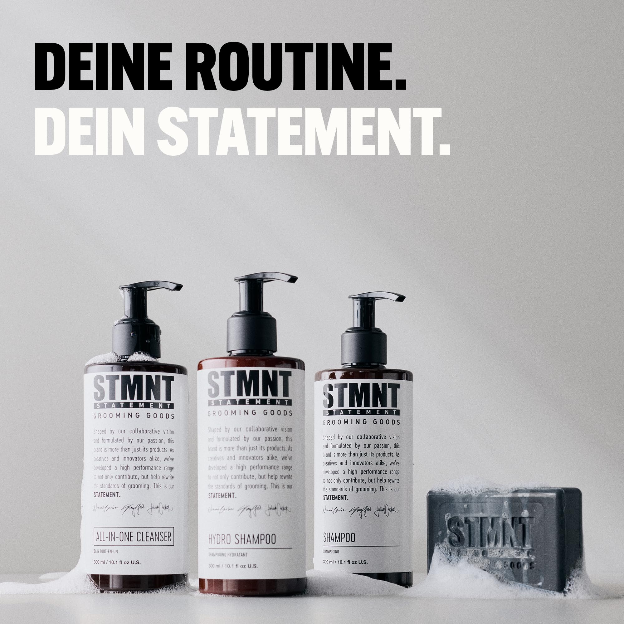 STMNT Statement Grooming Goods Set für Männer mit Mattem Haarwachs und Erfrischendem Shampoo mit Aktivkohle und Mentol für Starken Halt und Tiefenreinigung 100 ml und 300 ml