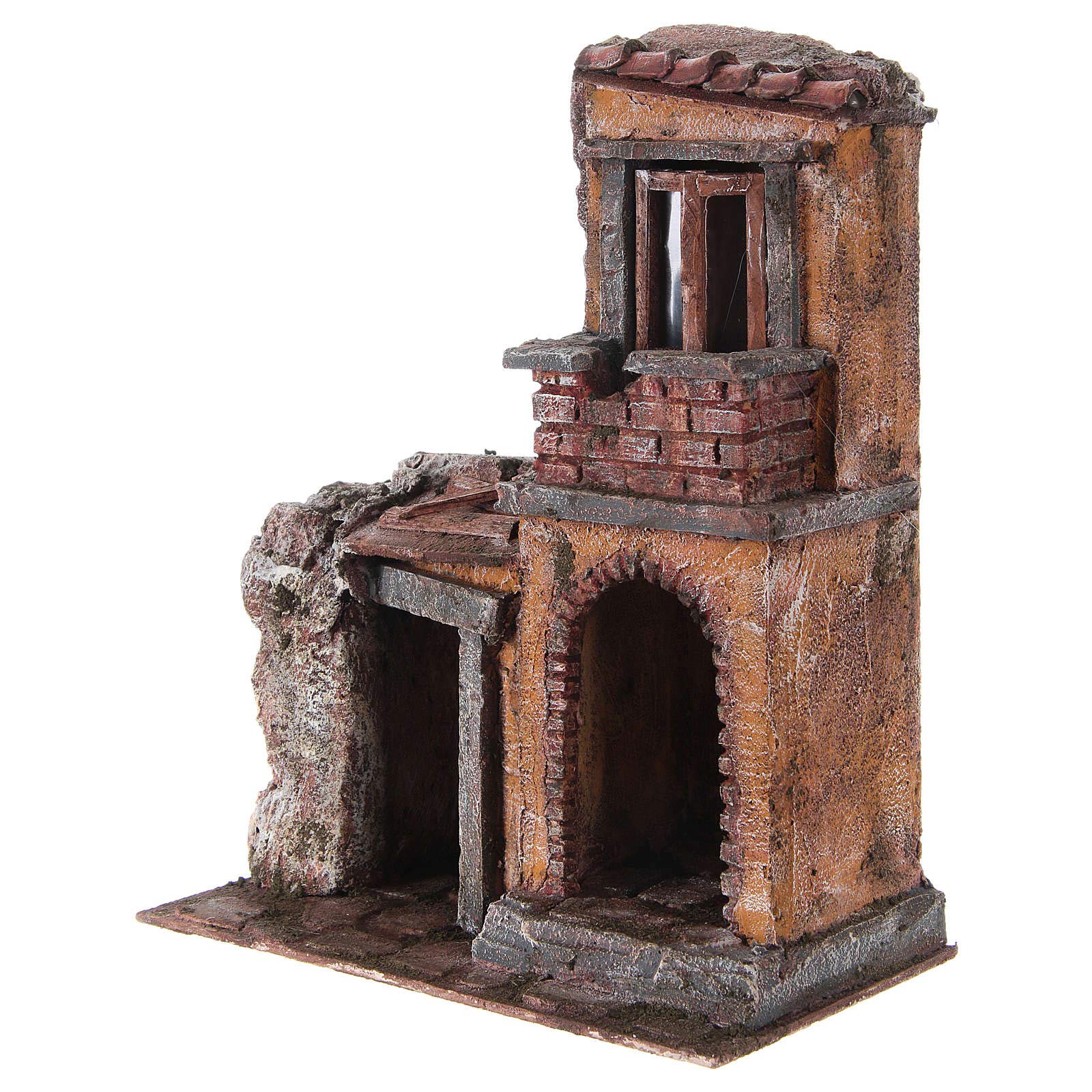 Holyart Casa con capanna rustica presepe 10 cm 30x25x15 cm