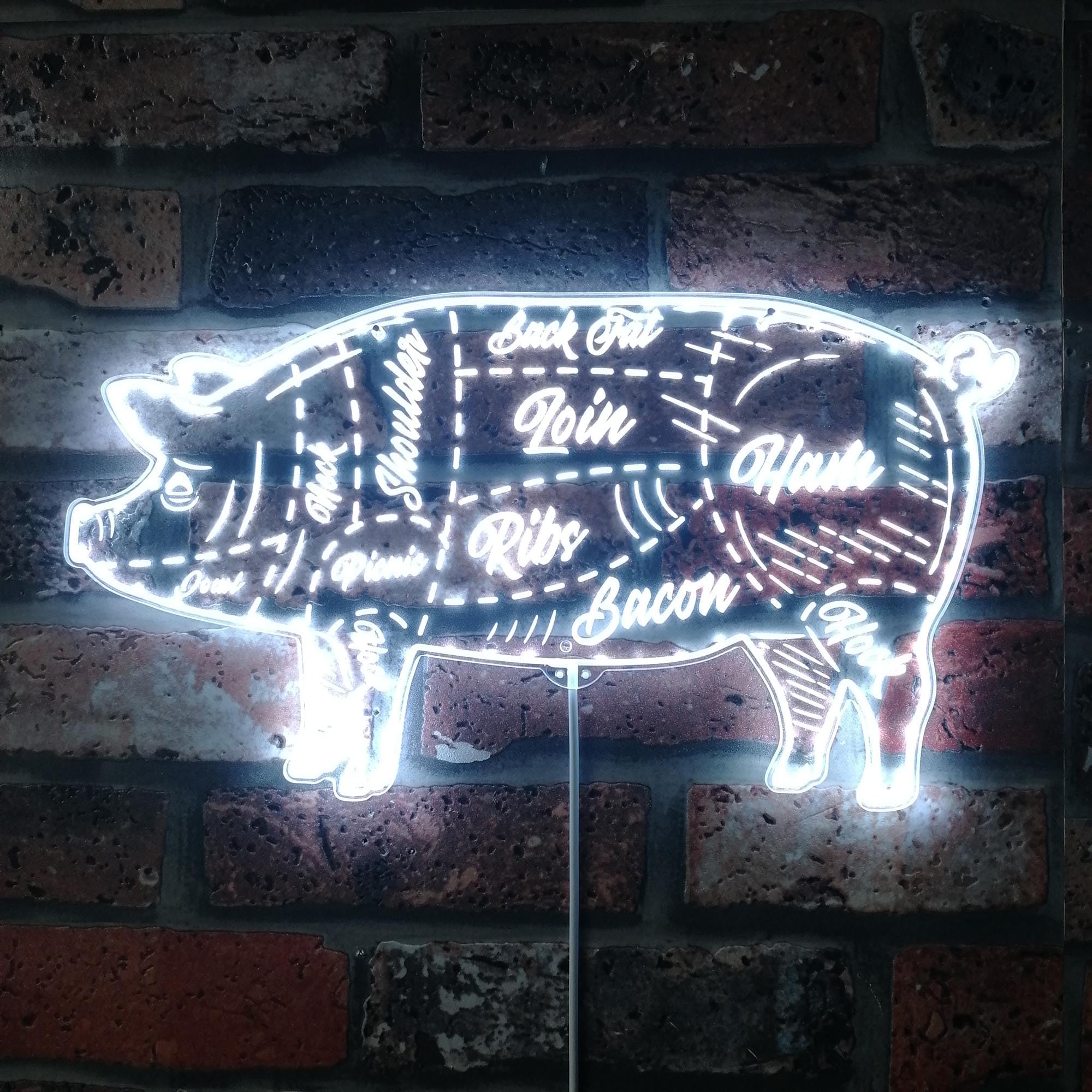 ADVPRO Pig Pork Meat Chart Butchery Shop RGB Dynamic Glam LED Sign - Cut-to-Edge Shape - Smart 3D Wall Decoration - Multicolor Dynamic Signage st06s21-fnd-i0258-c