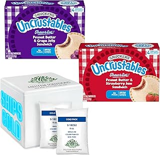 Smucker's Uncrustables Peanut Butter and Grape Jelly Sandwiches, Gift Set, 7.2 oz, 4 count each – Pack of 6 (total 24 pieces)