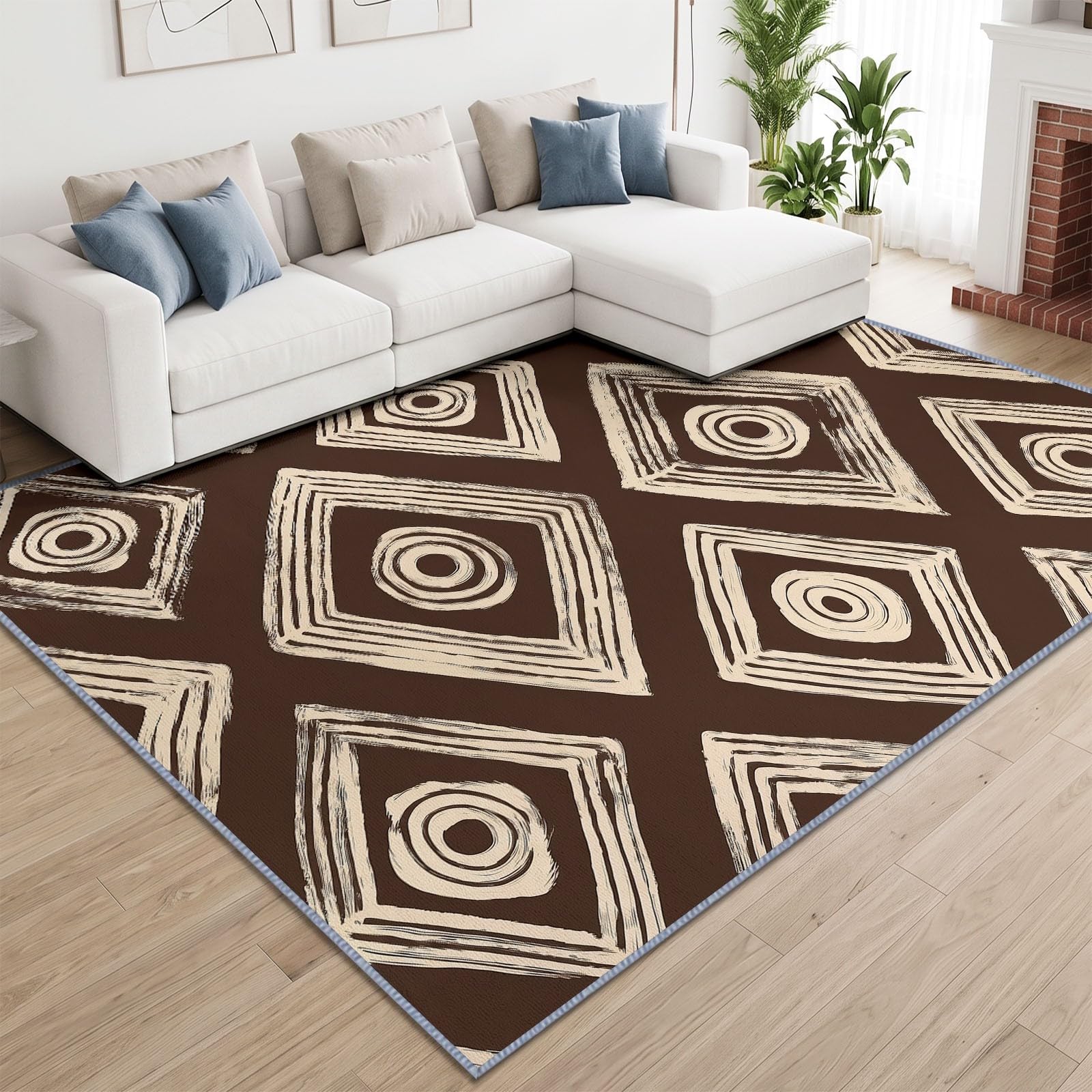 80 x 150 cm, tappeto decorativo in flanella, comfort tradizionale, robusto, geometrico, rombo, rosso scuro, morbido, ipoallergenico, per soggiorno e camera da letto, design moderno, facile da pulire