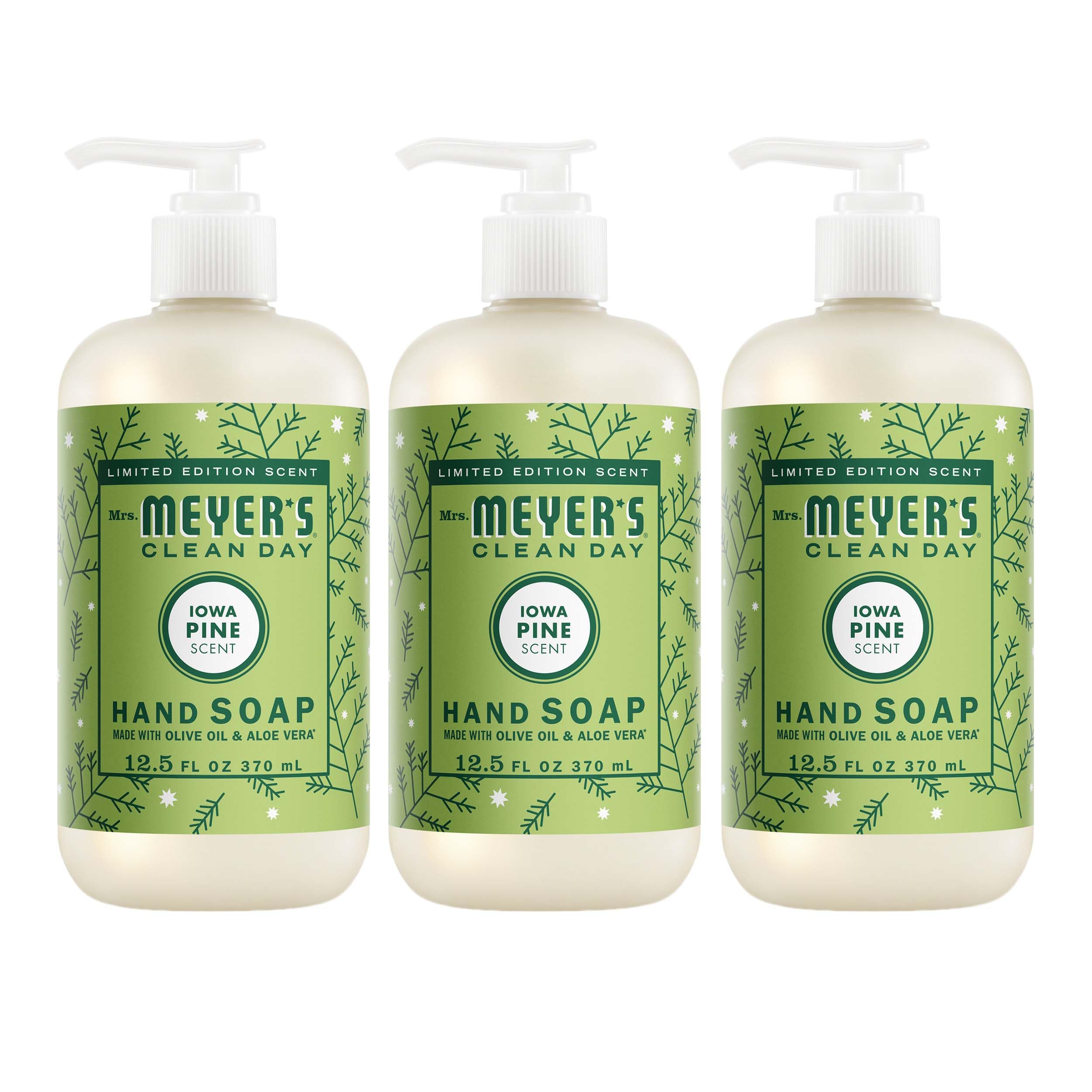 Mrs. Meyer's Hand Soap, Made with Essential Oils, Biodegradable Formula, Limited Edition Iowa Pine, 12.5 fl. oz - Pack of 3