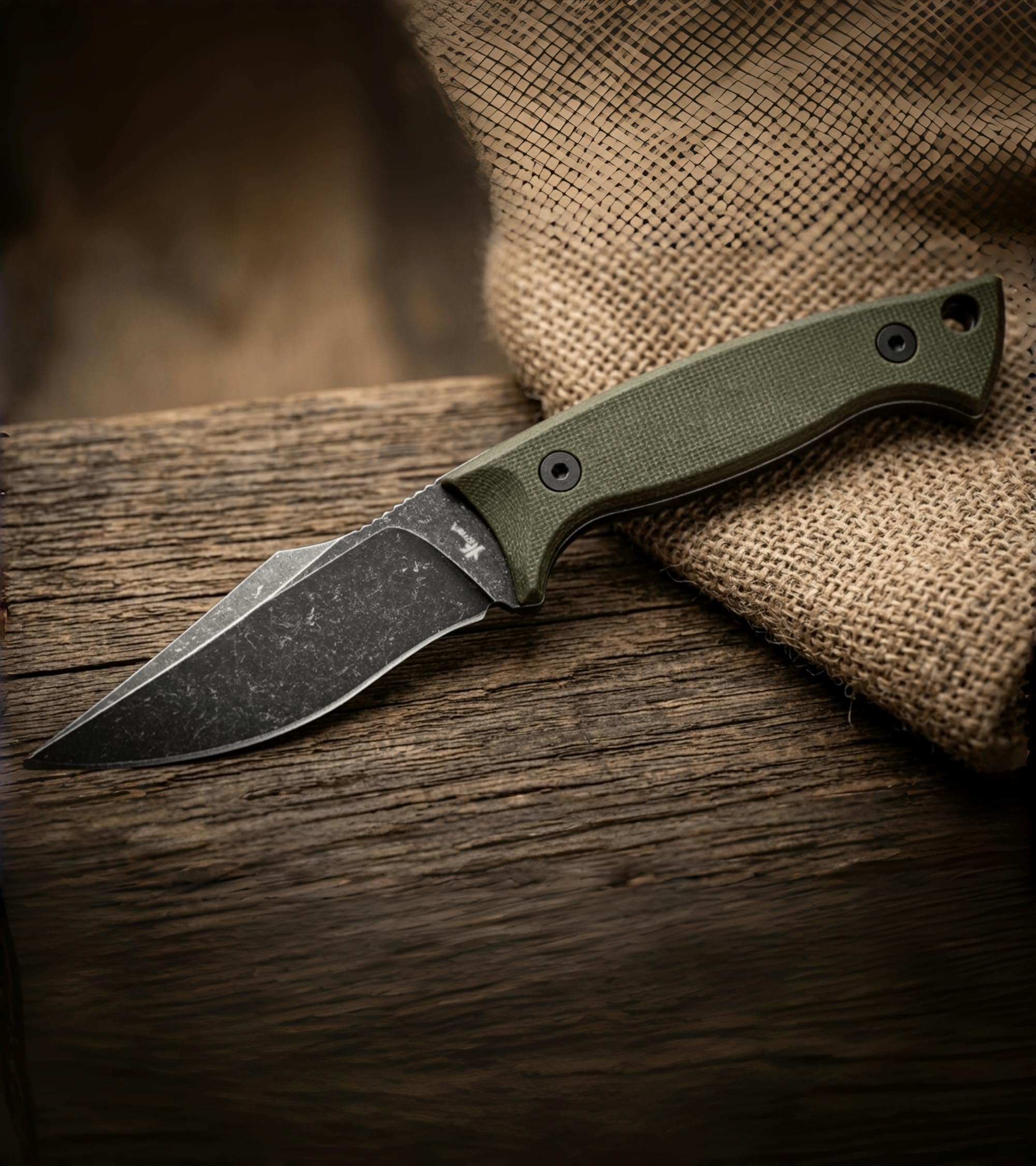 Coltello da collo a lama fissa compatto da 2,4' con acciaio inossidabile D2, fodero K, clip da cintura e impugnatura G-10 di alta qualità per un trasporto confortevole (GREEN)