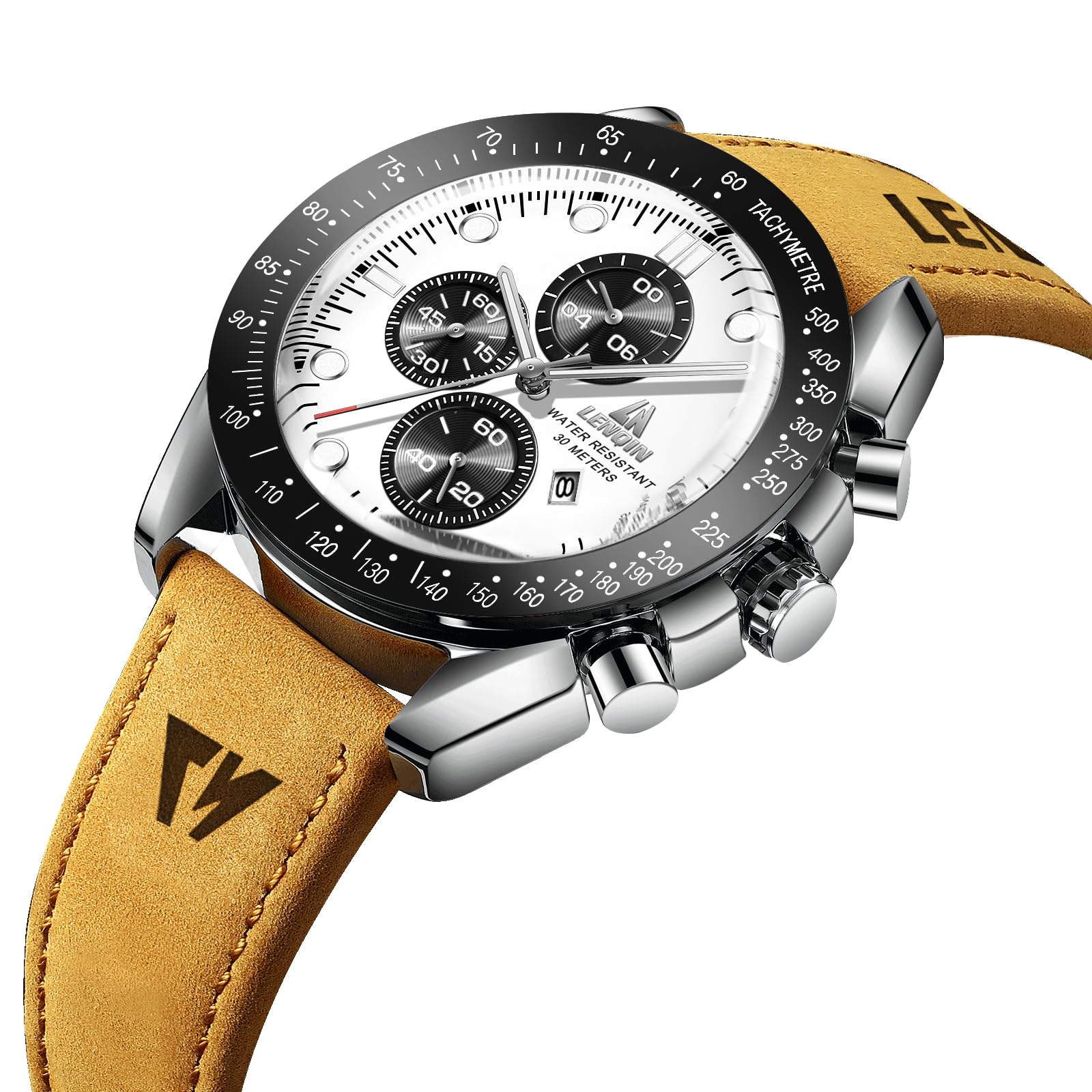 LN LENQIN Orologio Uomo Analogico Al Quarzo Da Polso Impermeabile 30M Con Datario - Orologio Da Lavoro Alla Moda in Pelle