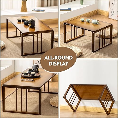 Miniatura 6 de Mesas De Centro para Sala - Mesas De Centro para Sala Mesa baja Kotatsu plegable de bambú para espacios pequeños sentados en el suelo (31.5 pulgadas)