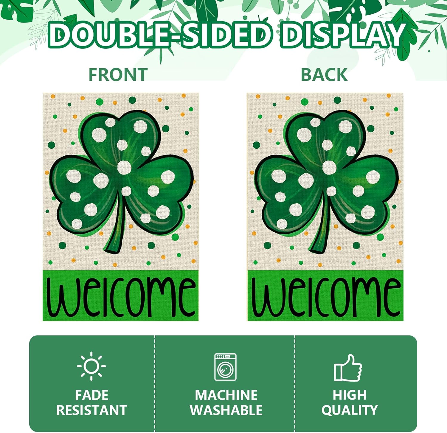 St Patrick's Day Garden Flag 12x18 Inch, Shamrock Double Sided Yard Flag for Outdoor Decoration - Image 5