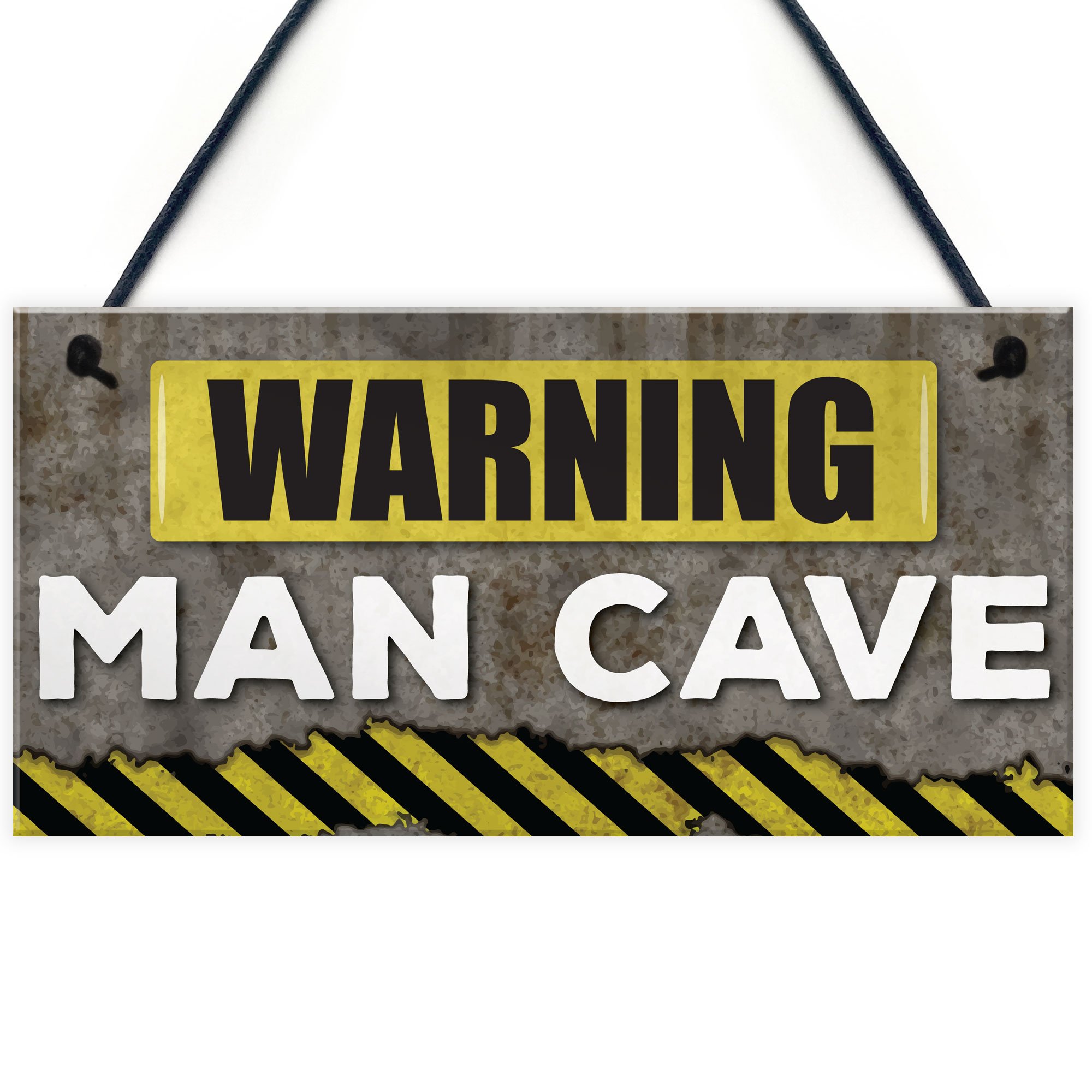 Red Ocean Warning Man Cave Grunge Effect Hanging Garden Shed Garage Plaque Fathers Day Gift Sign