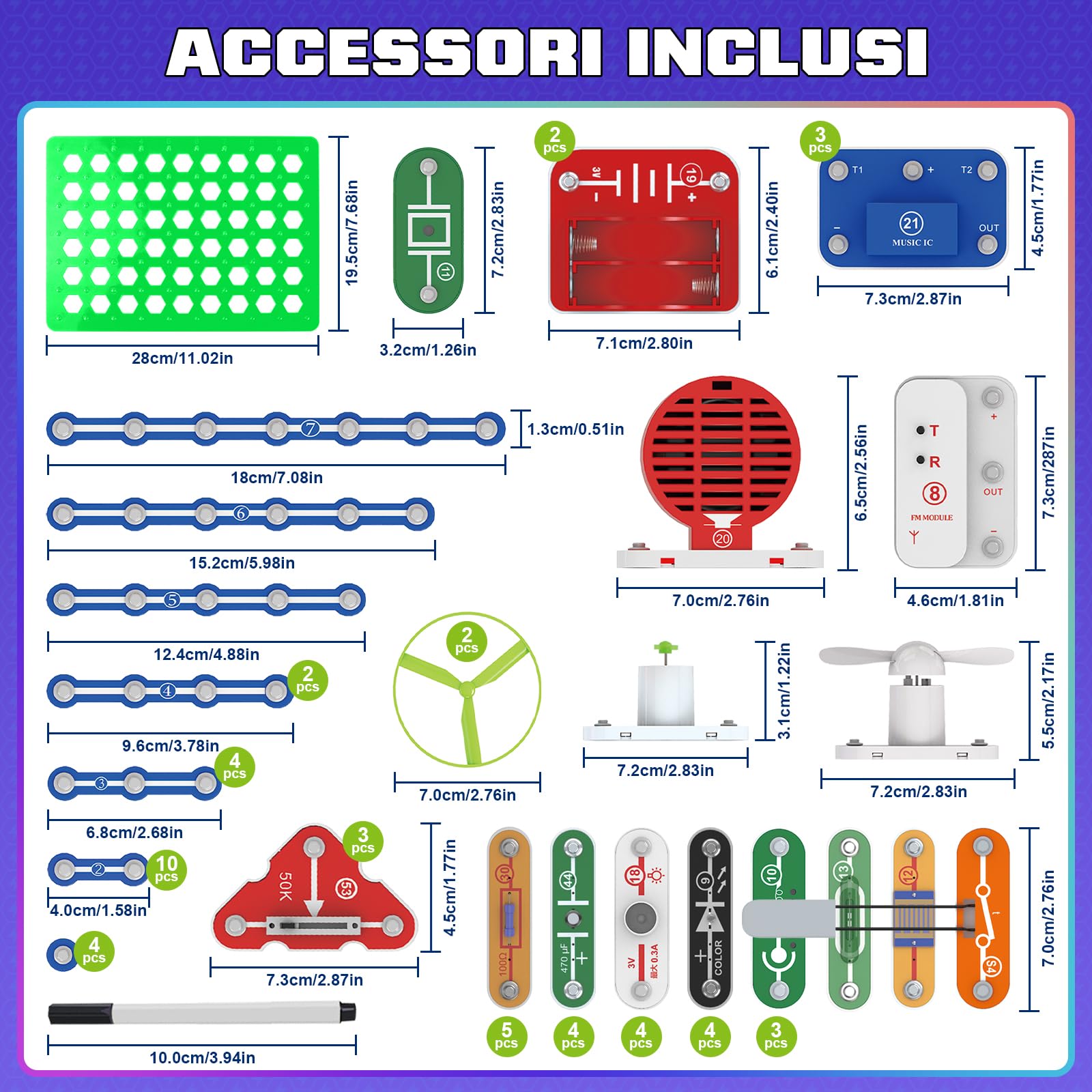 FORMIZON Cassetta elettrica per bambini, scatola per esperimenti per ingegneria elettrica, con istruzioni illustrate, 2000 + possibilità di gioco, giocattolo educativo STEM, regalo per ragazzi e