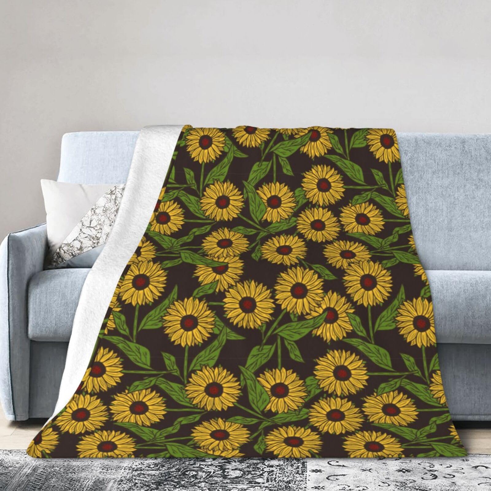 Noble Ren Retro Sunflower Ultra-Soft Micro Fleece Blanket Winter Warm Soft Lannel Fleece Throw Blanket For Couch Sofa Bed 40"X30"