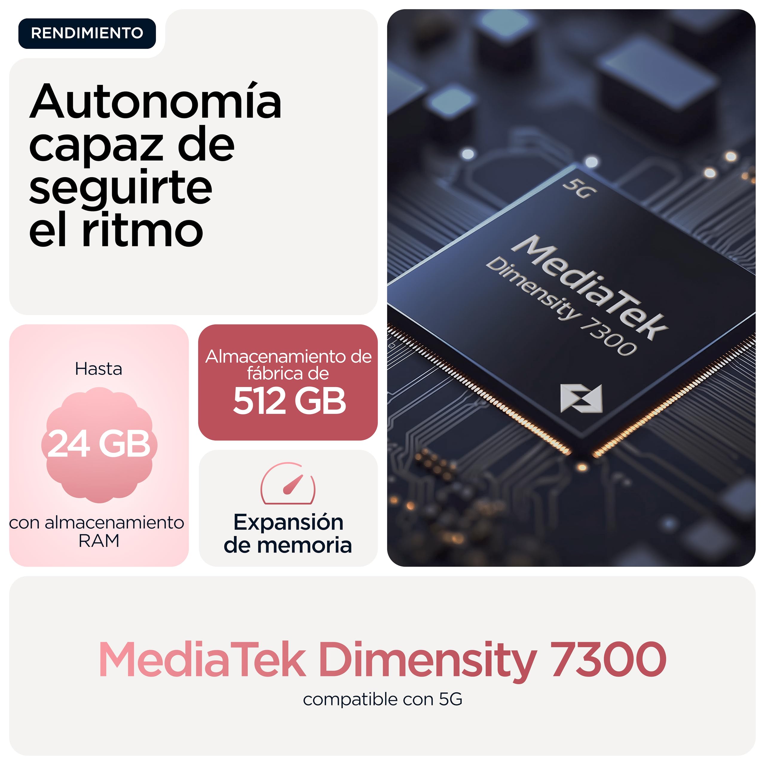 Moto g86 5G 24GB (8GB+16GB RAM Boost)/256GB Chrysanthemum, Pantalla ultrabrillante Super HD (1220p) de 6,67” + Dolby Atmos®, cámara Sony LYTIA™ 600 de 50 MP, 5100 mAh y Carga TurboPower™ de 30W
