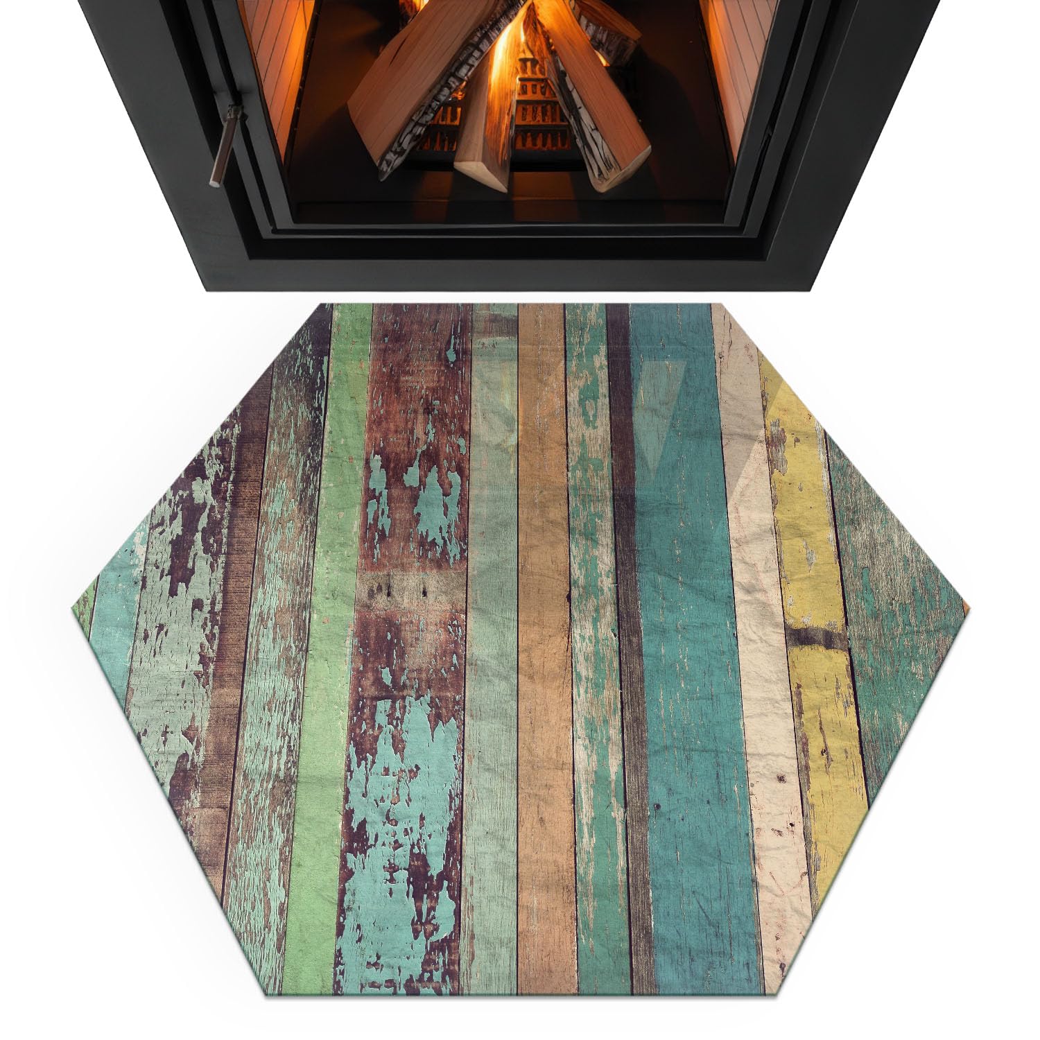 Verre Trempé de Cheminée 40 cm Rectangular Base de Foyer Imprimé Plaque de Protection Contre Les Étincelles Élégant Protecteur de Sol Résistant à la Chaleur - Planches de différentes Teintes