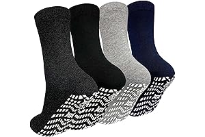 Non-Slip Grip Socks for Men & Women - Anti-Skid Crew Grippy Yoga Socks