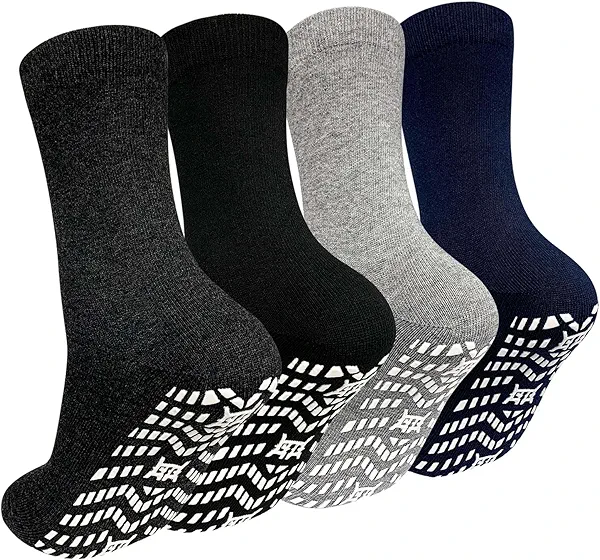 ZAKASA Non Slip Grip Socks - Non Skid Crew Grippy Socks for Men Women Anti Slip Grippers for Elderly Hospital Yoga Pilates