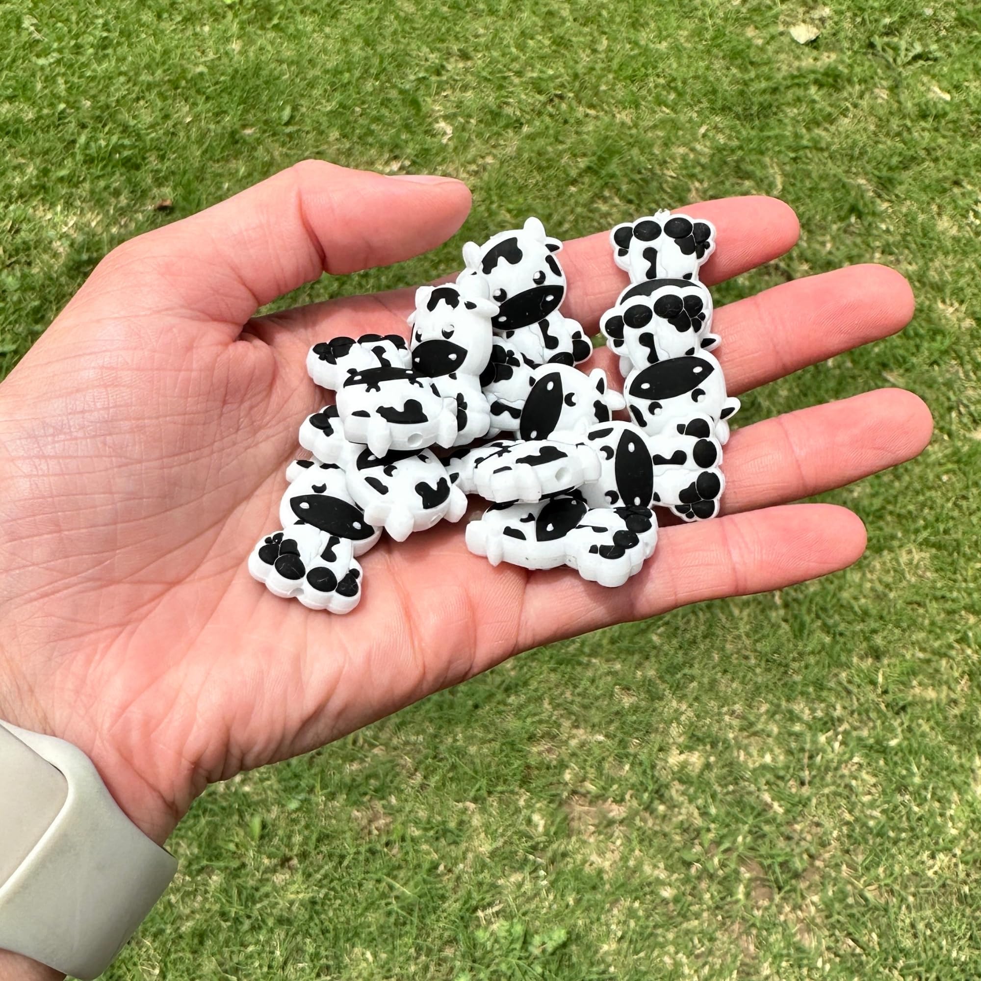 Perline Silicone Focali A Forma Di Mucca Con Fiocco - 12 Pezzi Assortiti - Per Freshie, Penne, Bracciali E Clip - 6