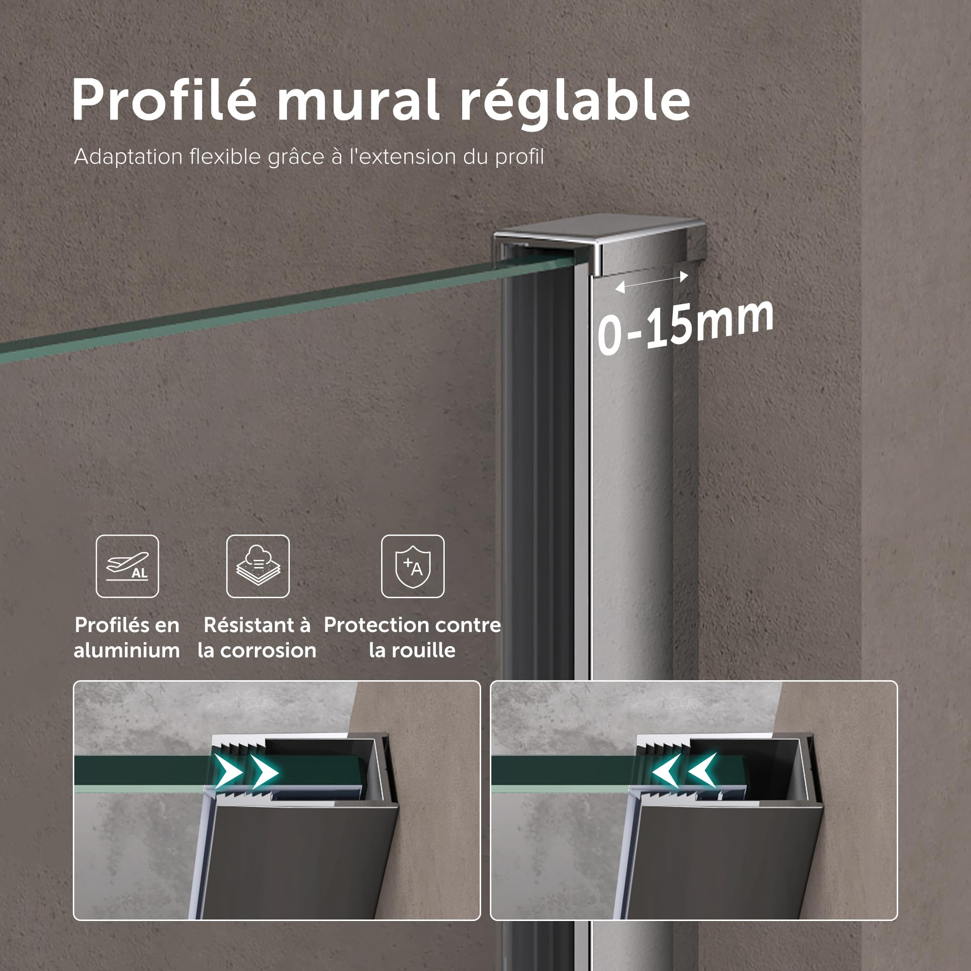 doporro Paroi de Douche à L'italienne Transparent 90cm Pare-Douche Verre de Sécurité 8mm Bremen01K 90x200cm Profilé Chromé avec Stabilisateur en Acier Inoxydable