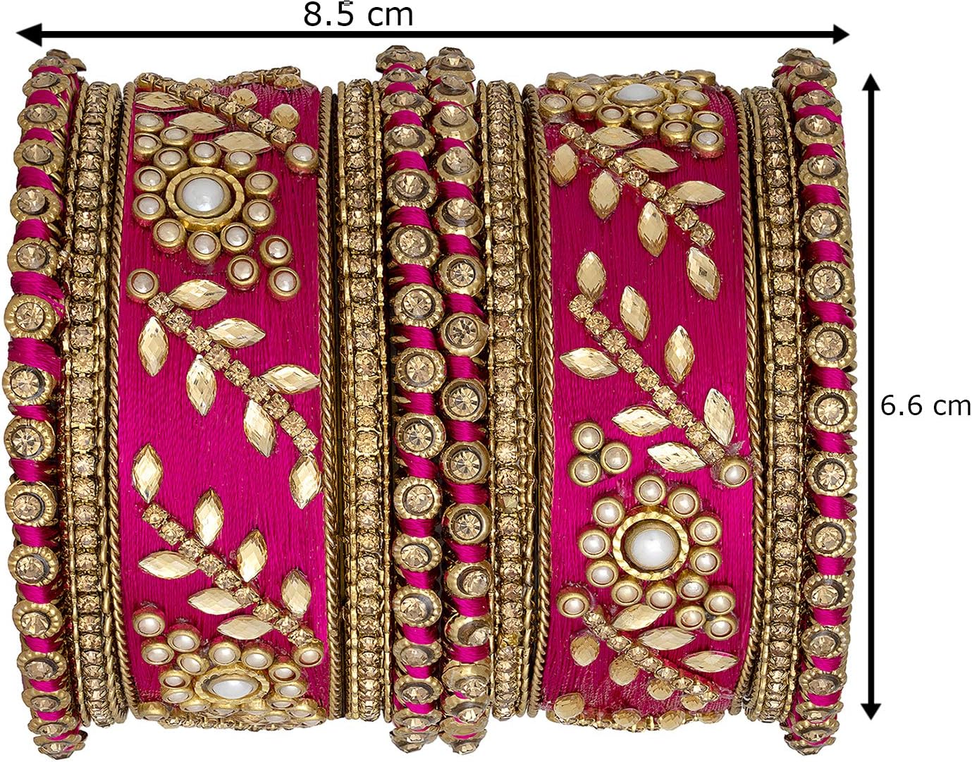 Aheli Traditional Wedding Designer Silk Thread Faux Stone Studded Bridal Bangle Set Chuda Indian Ethnic Bollywood Fashion Jewelry Gift for Women Blue - Image 4