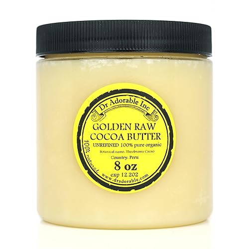 Dr Adorable Mantequilla de cacao dorada orgánica cruda grado A prima sin refinar 8 onzas