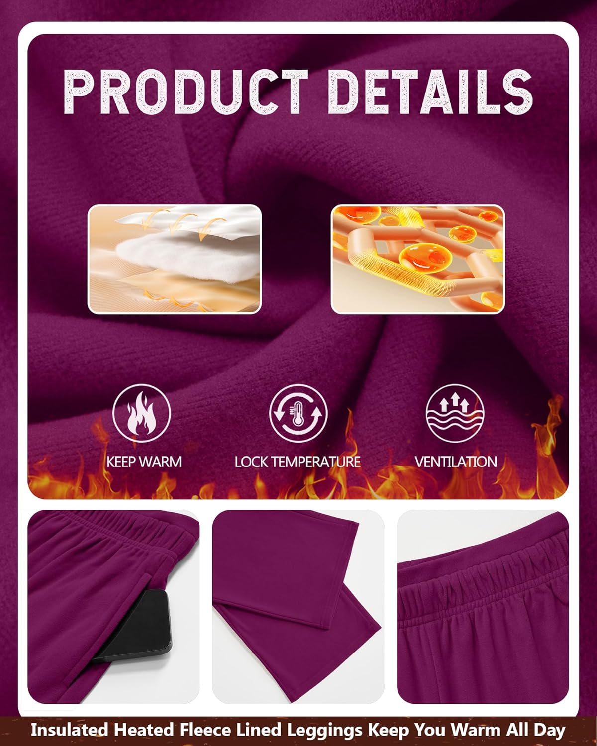 3 Pack Womens Fleece Lined Sweatpants Wide Leg Warm Thermal Baggy Pants Lounge Straight Leg Sweatpants with Pockets - Image 4