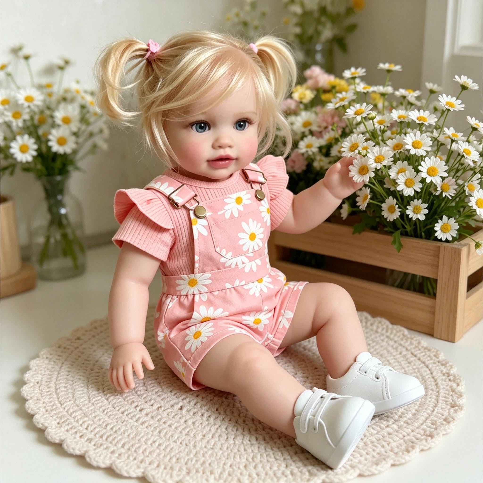 Lebensechte Reborn-Kleinkind-Puppen, blondes Mädchen, Pippa, 66 cm, große Größe, Reborn-Babypuppe, echtes Leben, Babypuppe, weiches Vinyl-Tuch, realistische Kleinkind-Puppe, Geschenk für