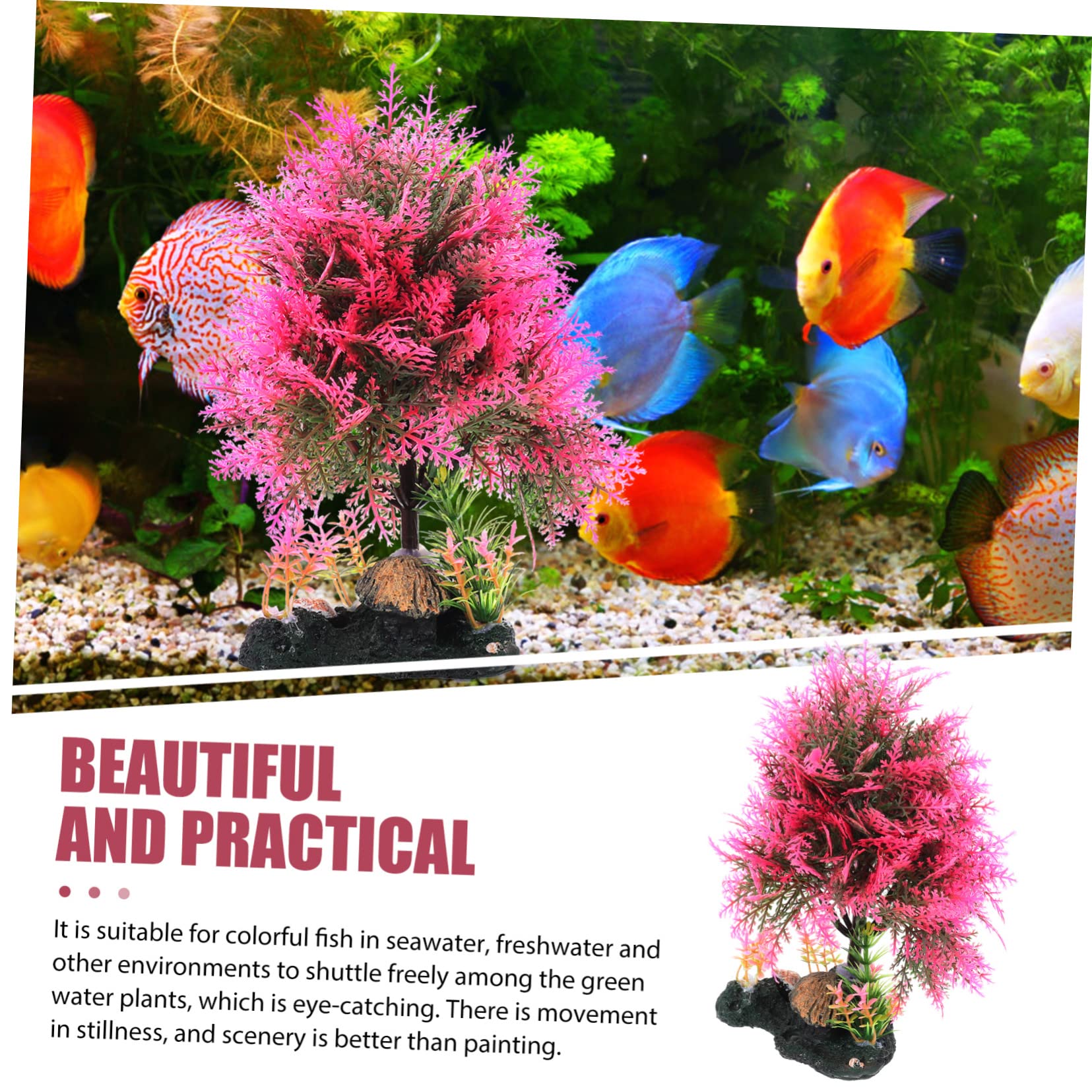 FRCOLOR 3 Pièces Ornements D'aménagement Paysager D'aquarium Accessoires D'aquarium Modèle De Plante Aquatique Arbre Aquatique Aquarium Plantes Aquatiques Plastique Gazon Artificiel