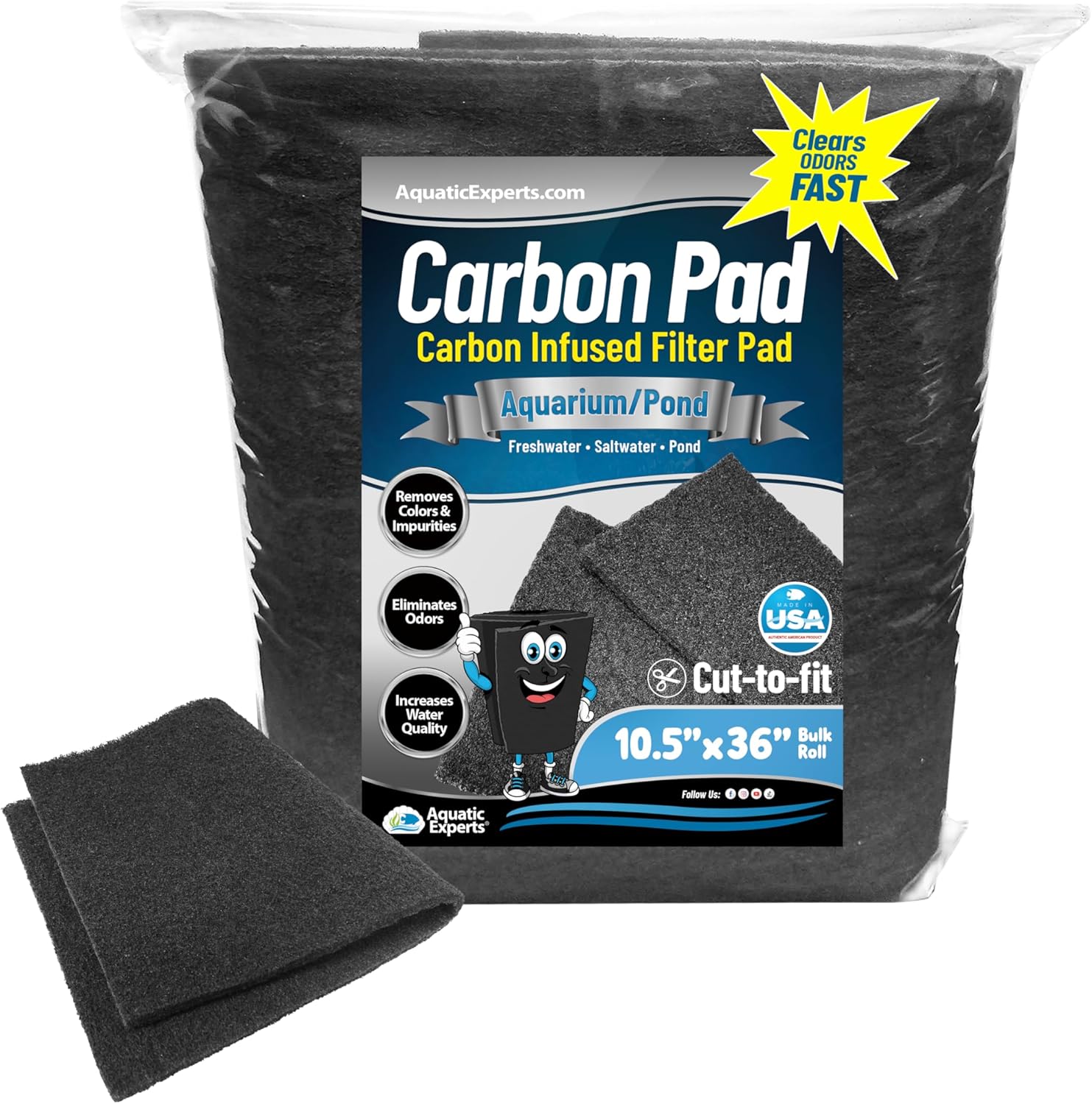 12" x 72" FilterFirst and 10.5" x 36" Carbon-Infused Aquarium Filter Pad Value Pack