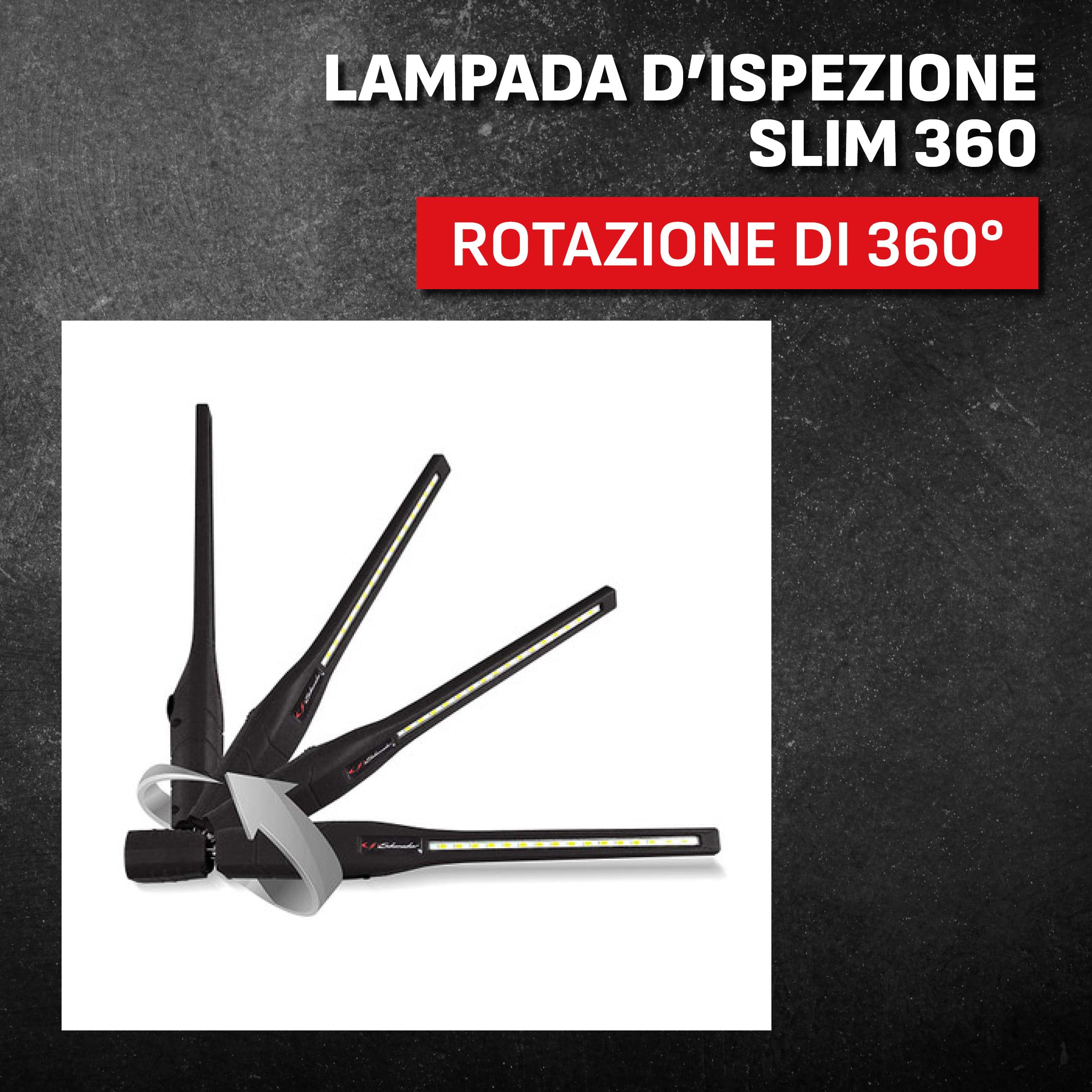 Schumacher SL184 Lampada LED da Lavoro 600 Lumen Nera | Illuminazione Direzionale Ultra Brillante, Rotante e Inclinabile a 360°, Dimmer, Batteria Ricaricabile Lithium-Ion 2600mAh