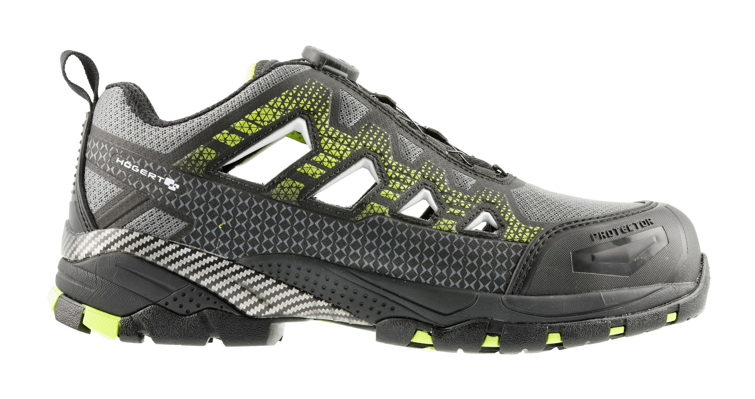 Högert Technik PAGLAU Sandales de protection Lace System S1PS SR FO noir/vert 44 | Chaussures de sécurité pour homme | Système de lacets | Sandales de travail | Sandales de sécurité |, Noir/vert, 44