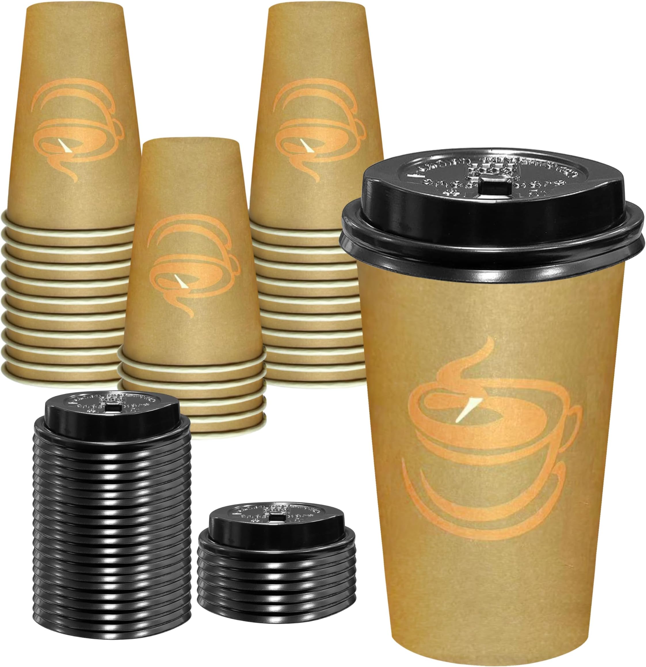 12 oz Disposable Coffee Cups with Lids 25 Pack,To Go Paper Coffee Cups for Hot & Cold Beverages, Coffee, Tea, Hot Chocolate, Water or Juice, Coffee Cups for Home, Office, Store and Cafe
