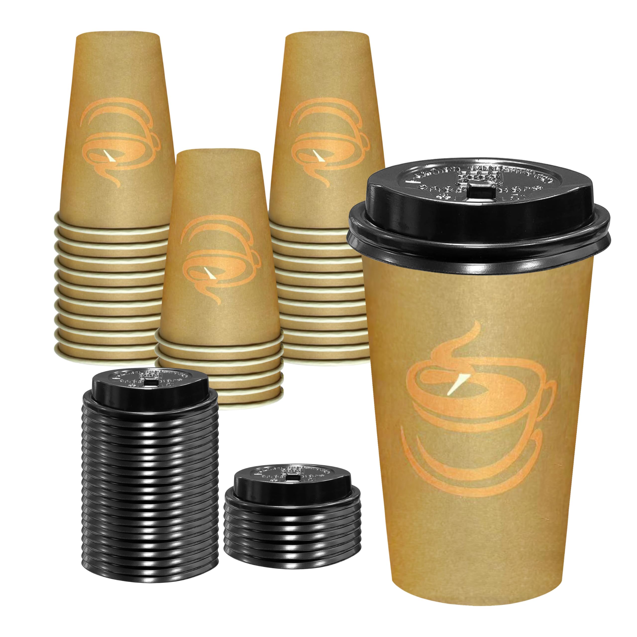 12 oz Disposable Coffee Cups with Lids 25 Pack,To Go Paper Coffee Cups for Hot & Cold Beverages, Coffee, Tea, Hot Chocolate, Water or Juice, Coffee Cups for Home, Office, Store and Cafe
