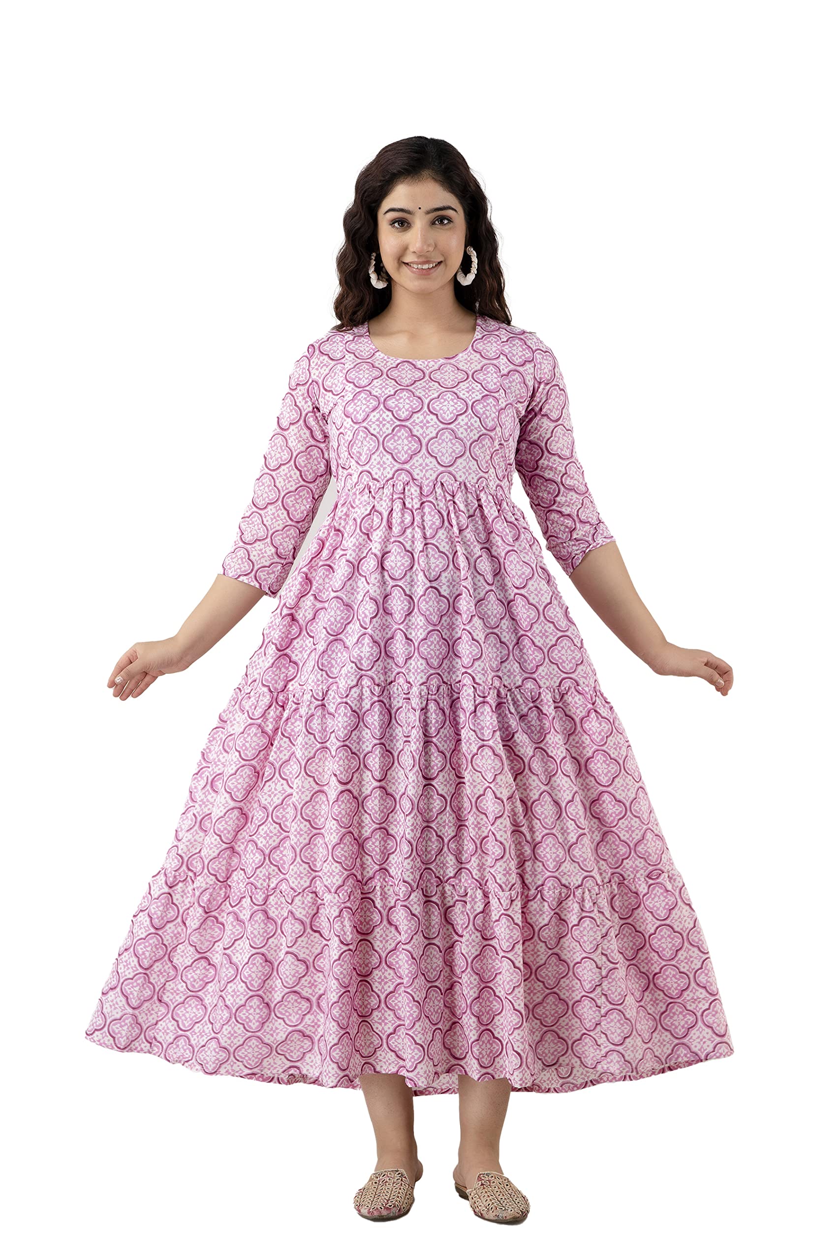 Rayon Midi Maternity Dress Feeding Dress Pregnancy Dress A Line Western Dress with Zippers-image-41