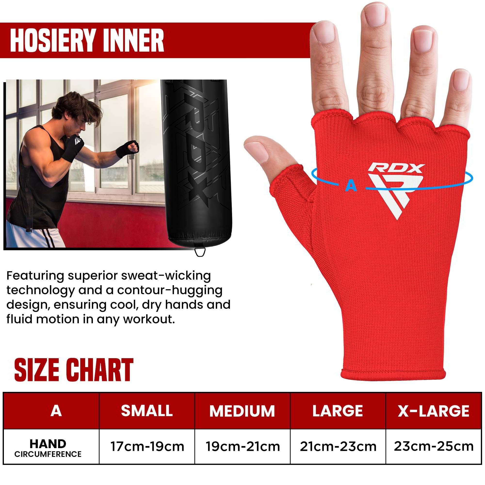 RDX Fasce Boxe Sottoguanti Interni Bende Elastiche Mani Polso Protezione Pugilato Allenamento