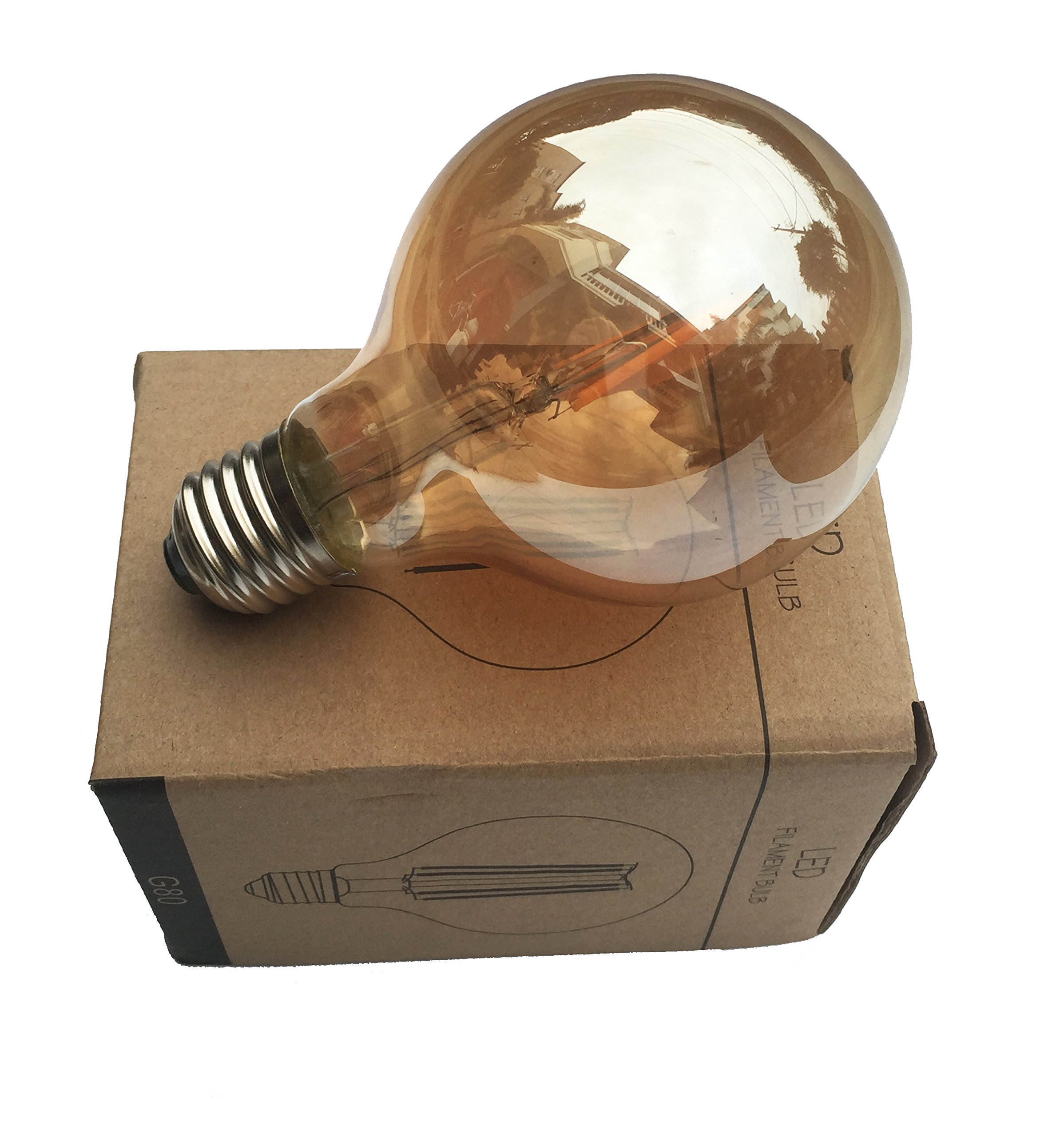 6 Unidades 8W G80 Amber LED Bombilla de Filamento, Retro Bombilla, Estilo de Edison，220-240V, E27, Luz Blanca Cálida 2700K, 8W LED Bombilla Sustituye a 80W bombilla incandescent (8)