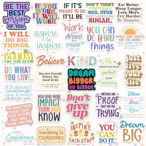 Miniatura 2 de You've Got This by Puraesla - 300 calcomanías holográficas motivacionales positivas para tablero de visión, paquete de calcomanías de afirmación