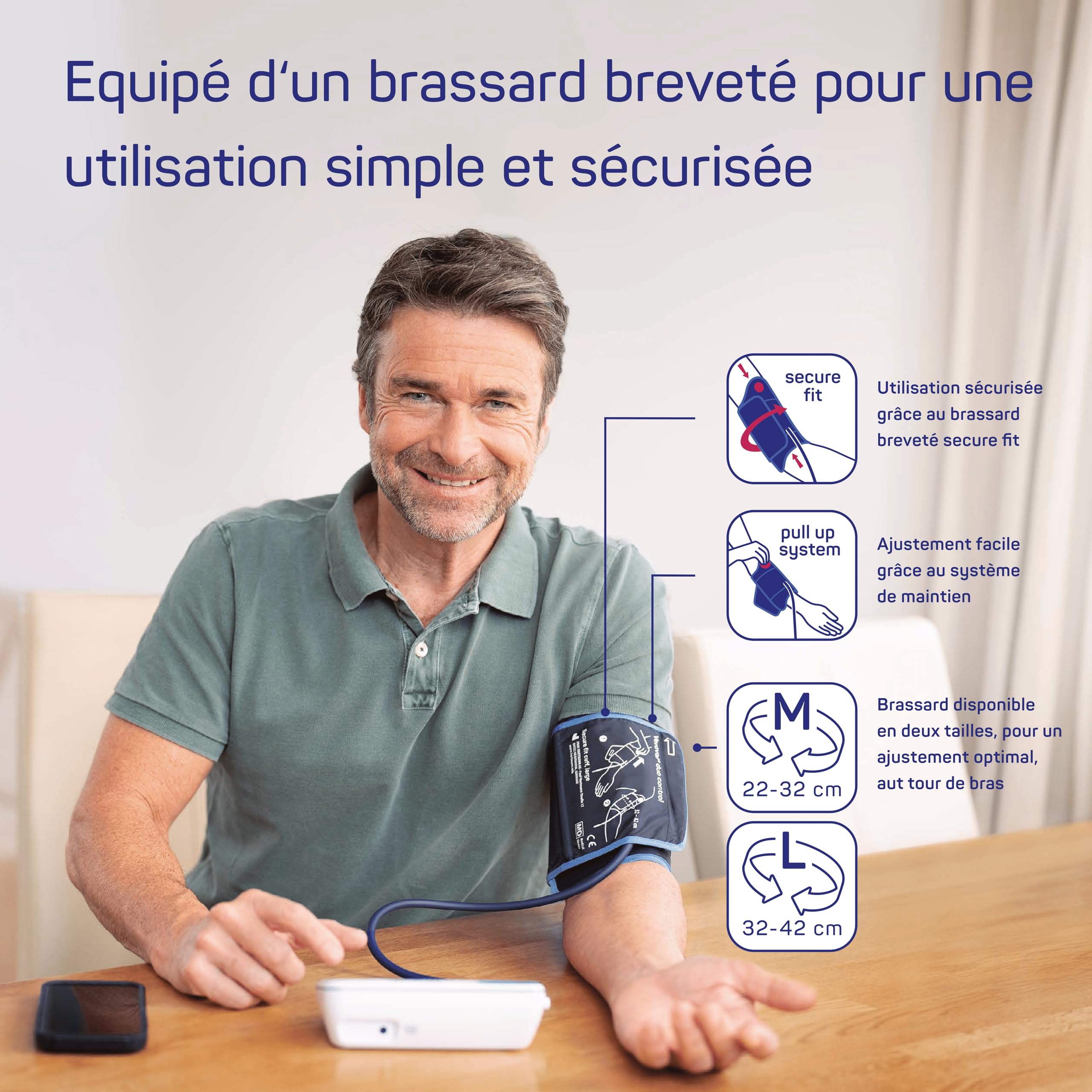Veroval duo control Tensiomètre de Bras : Détecte les arythmies cardiaques - Indicateur de repos - Contrôle positionnement du brassard - Taille M