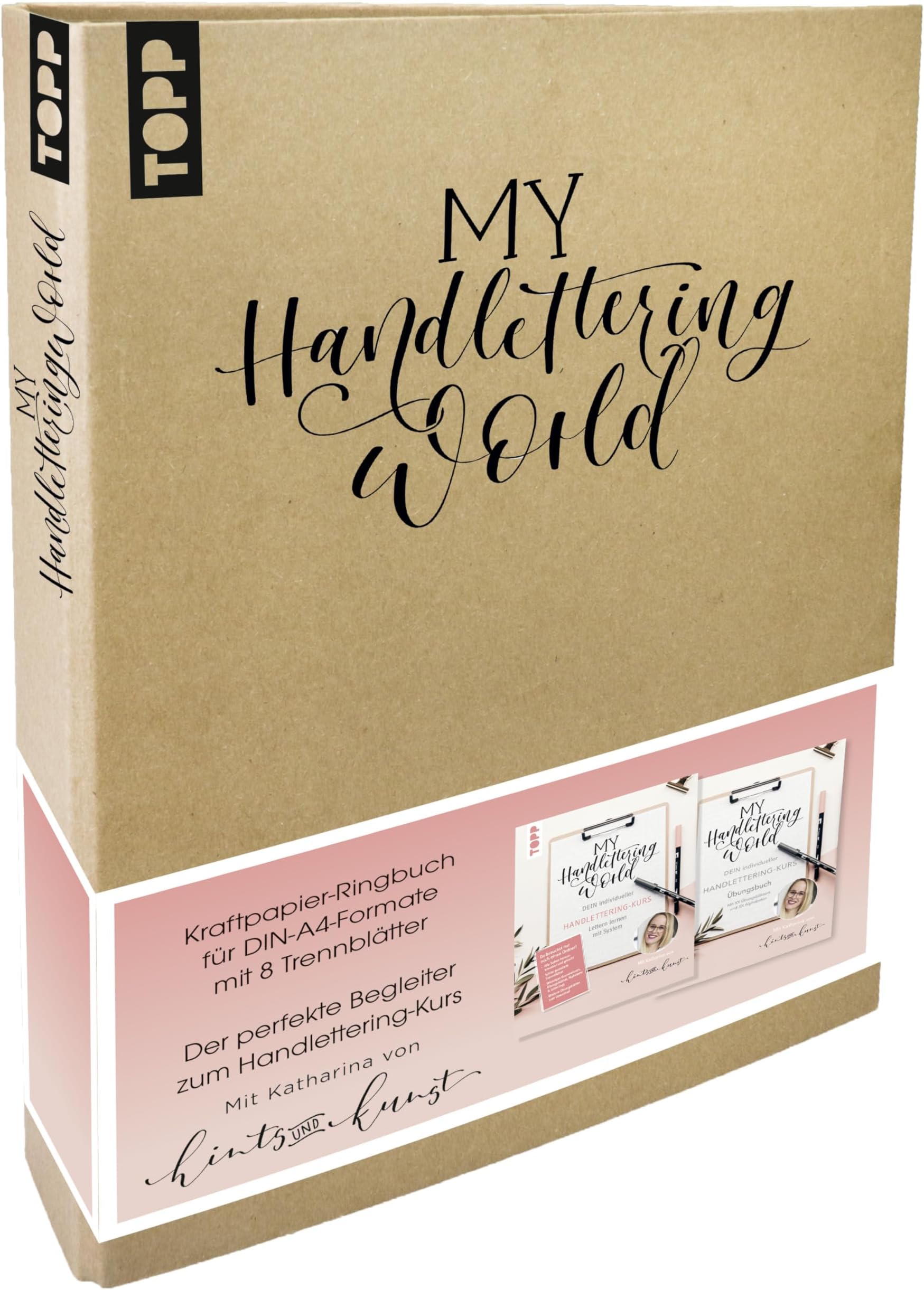 Frech My Handlettering World Ringbuch DIN A4: Kraftpapier-Ringbuch zum individuellen Gestalten mit 8 Trennblättern