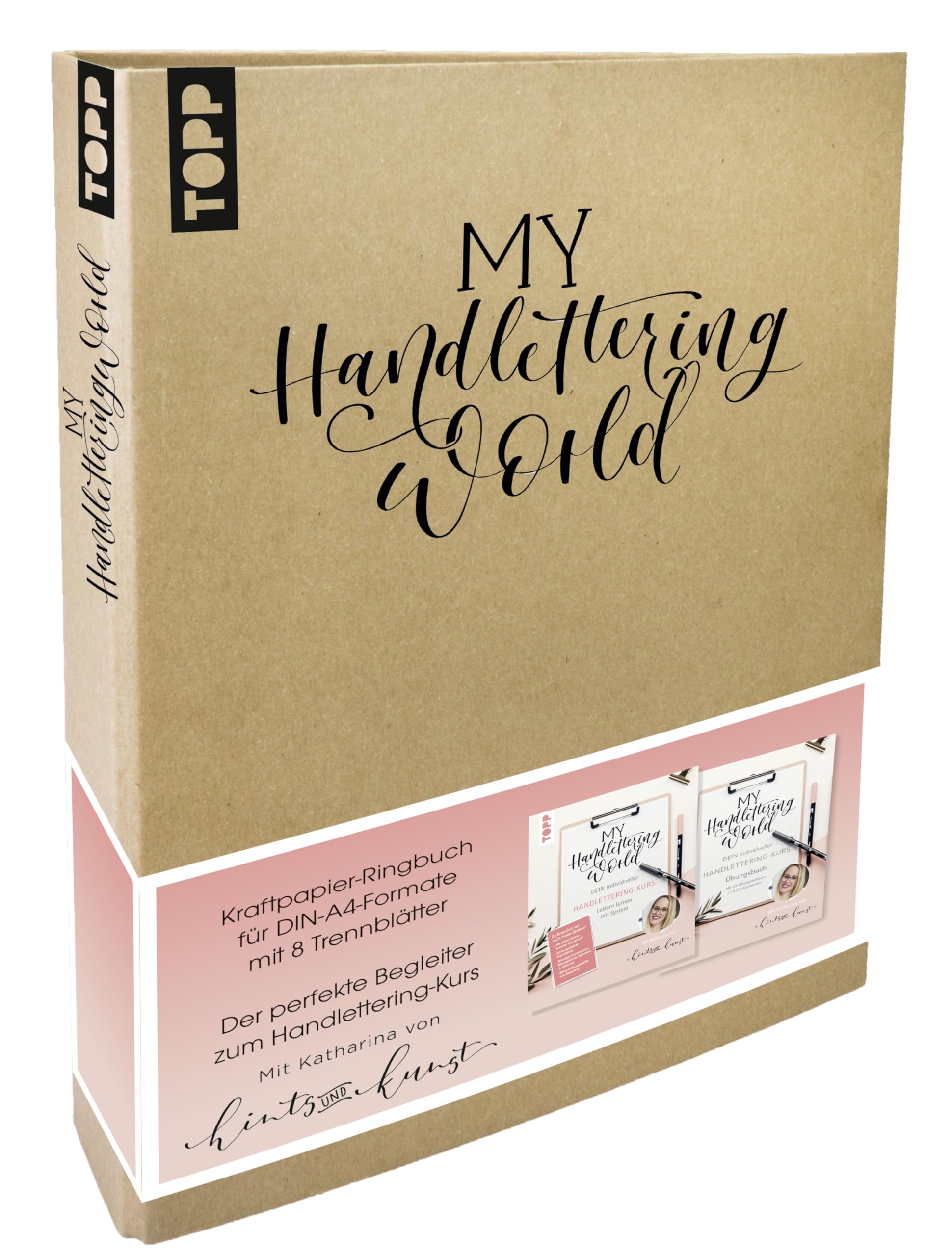 Frech My Handlettering World Ringbuch DIN A4: Kraftpapier-Ringbuch zum individuellen Gestalten mit 8 Trennblättern