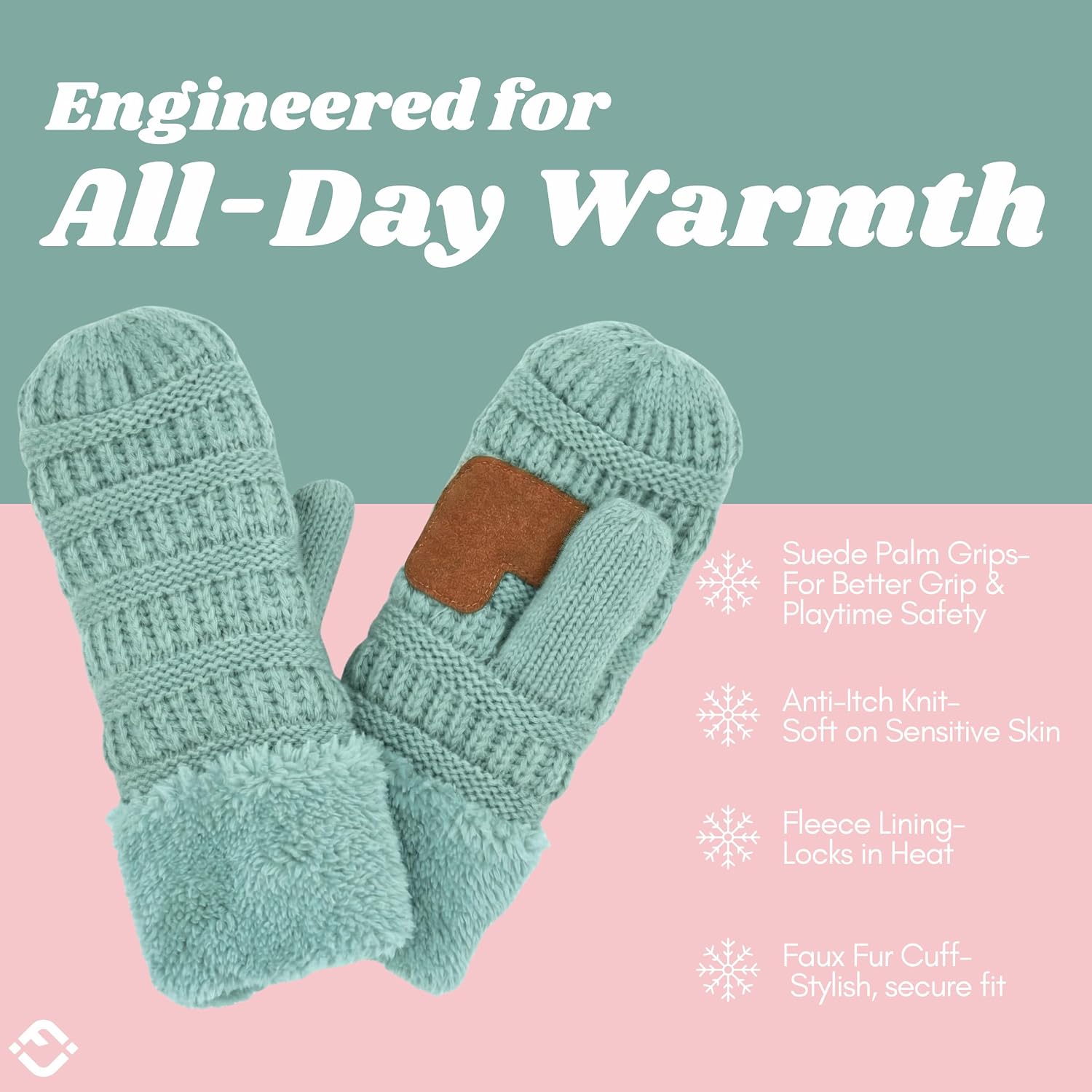 Funky Junque Toddler Lined Mittens - Thermal Ribbed Knit Kids Winter Gloves for Infants and Toddlers Ages 1–4 image 4