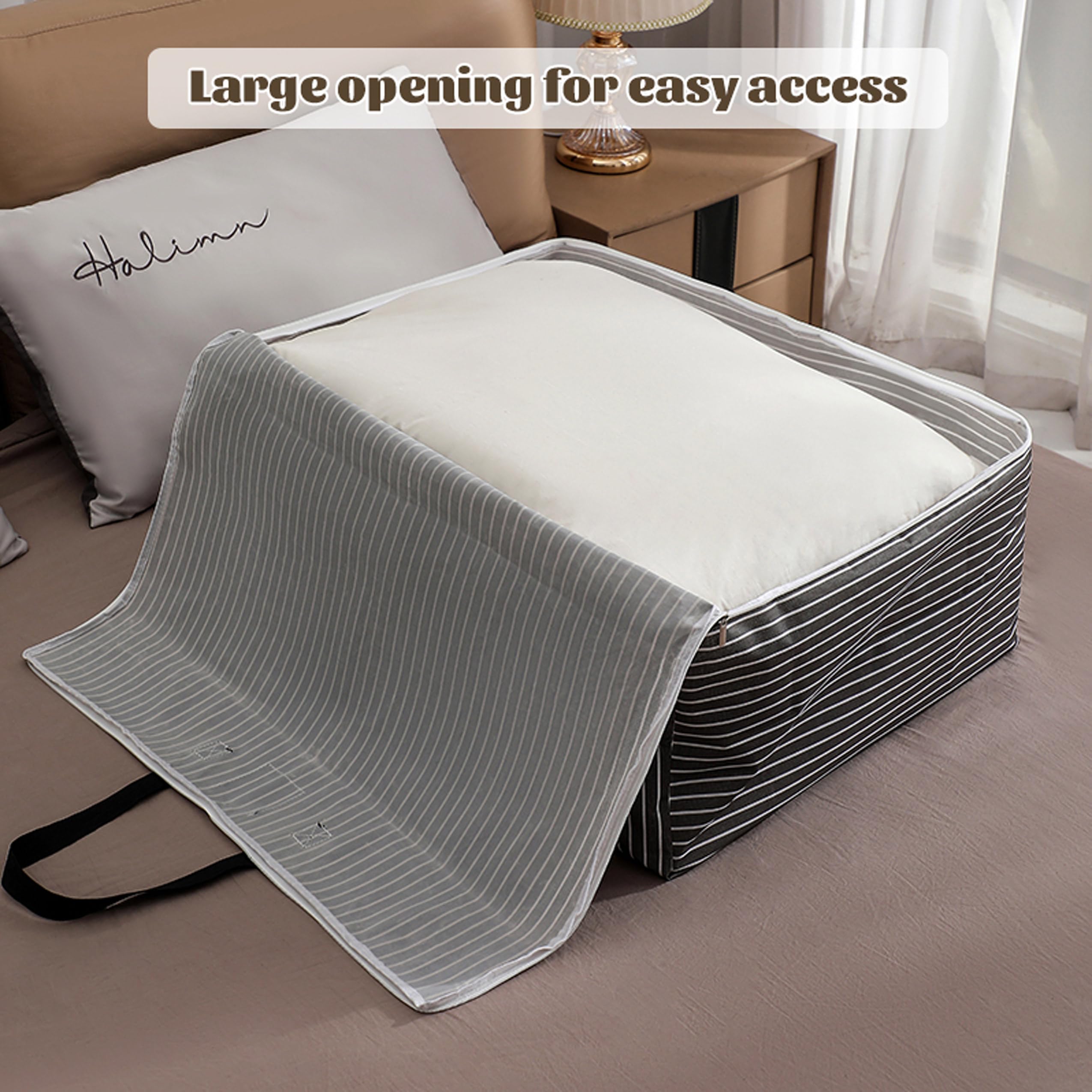 118L Storage Bag for Travel, Move or Store Clothes, Comforters, Blankets, Bedding, Pillows, Stuffed Toys, Jackets, Label Tag, Zippered, Sturdy Handles (Black, X-Large)