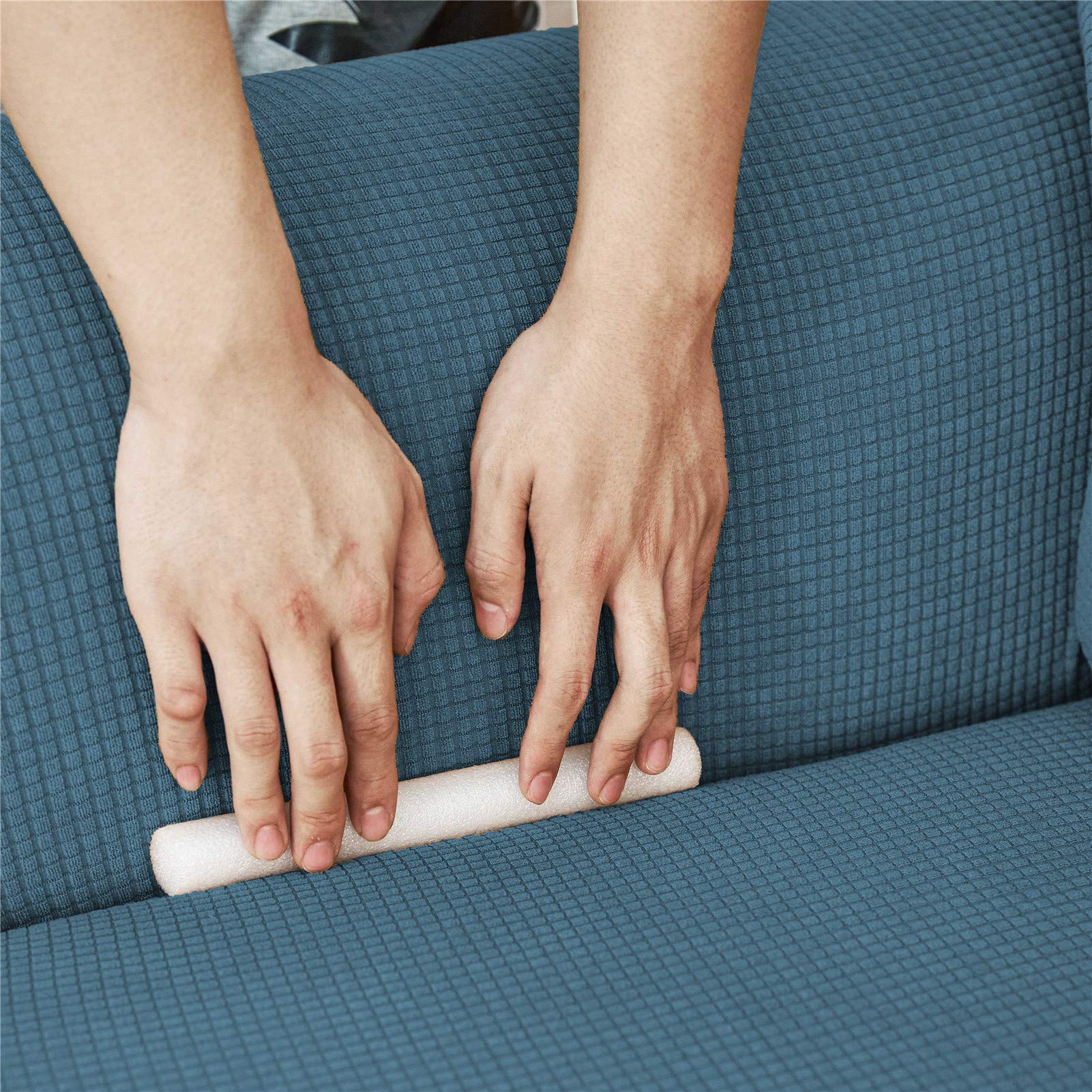 Copridivano elasticizzato per divano a 4 posti, in tessuto spandex resistente, protezione per mobili, copridivano elastico blu, perfetto per l'arredamento della casa e il rinnovamento dei mobili